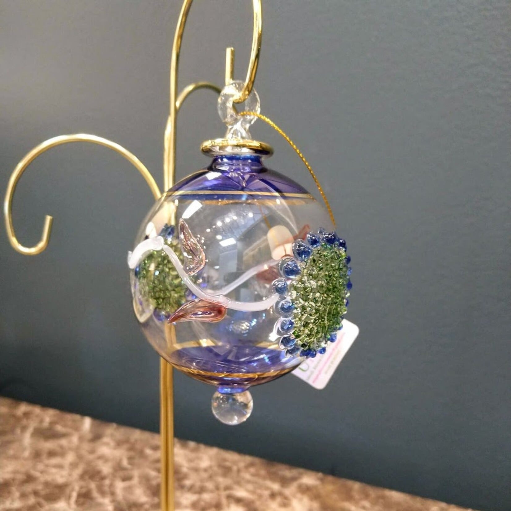 Unique Tradings Hand Painted Flower Glass Ball Ornament