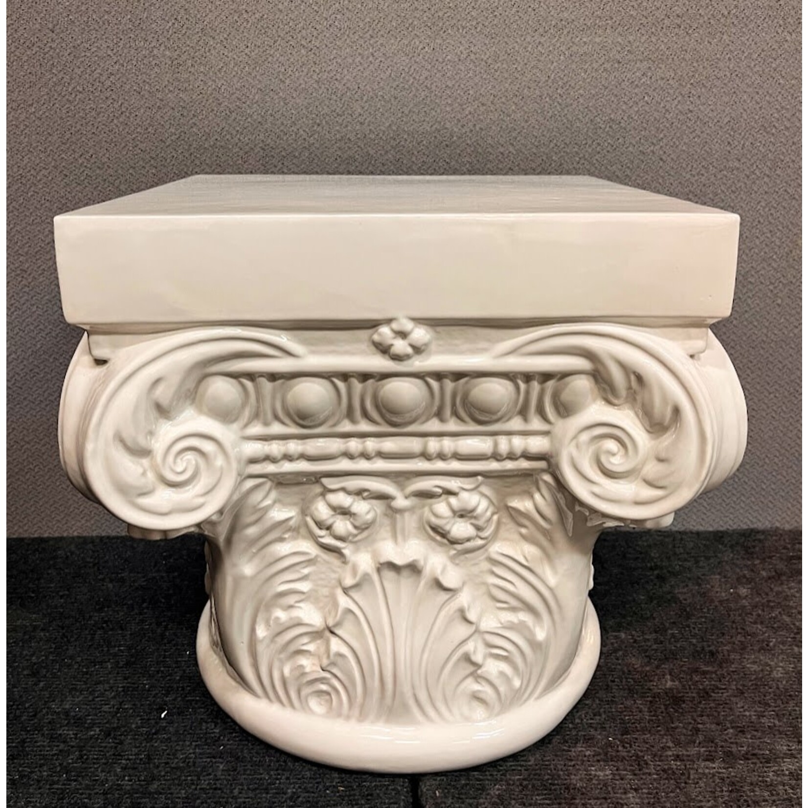 Carole Stupell LTD Vintage Large White Glazed Porcelain Planter Column Table