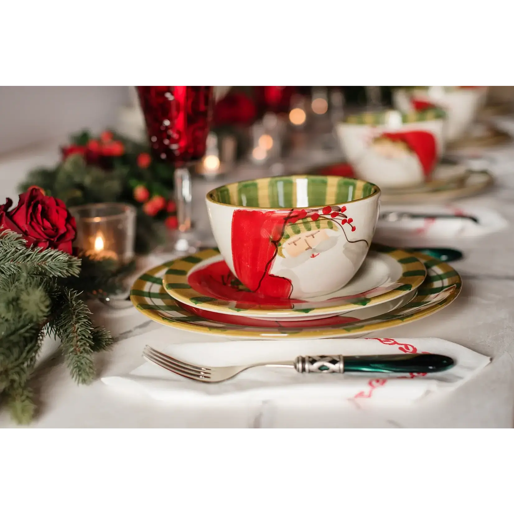 Vietri Old St. Nick Bread Server with Stockings