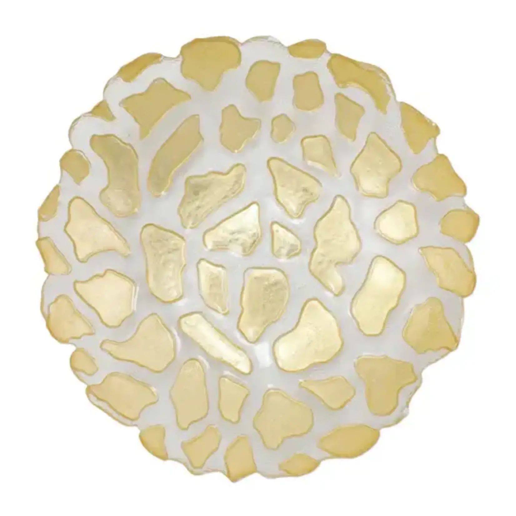 Vietri Rufolo Glass Gold Giraffe Med Shallow Bowl