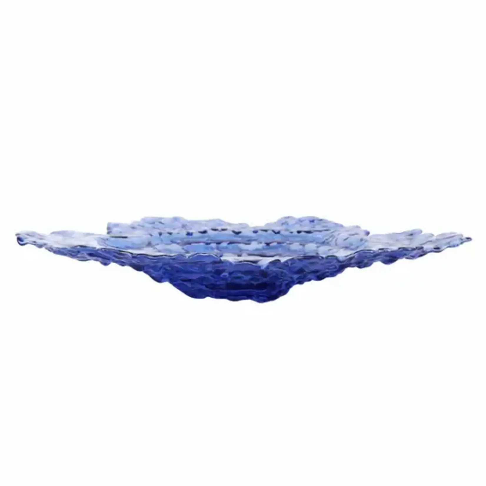 Vietri Ostrica Glass Blue Centerpiece