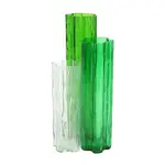 Vietri Flora Green Mouthblown Glass Vase Trio