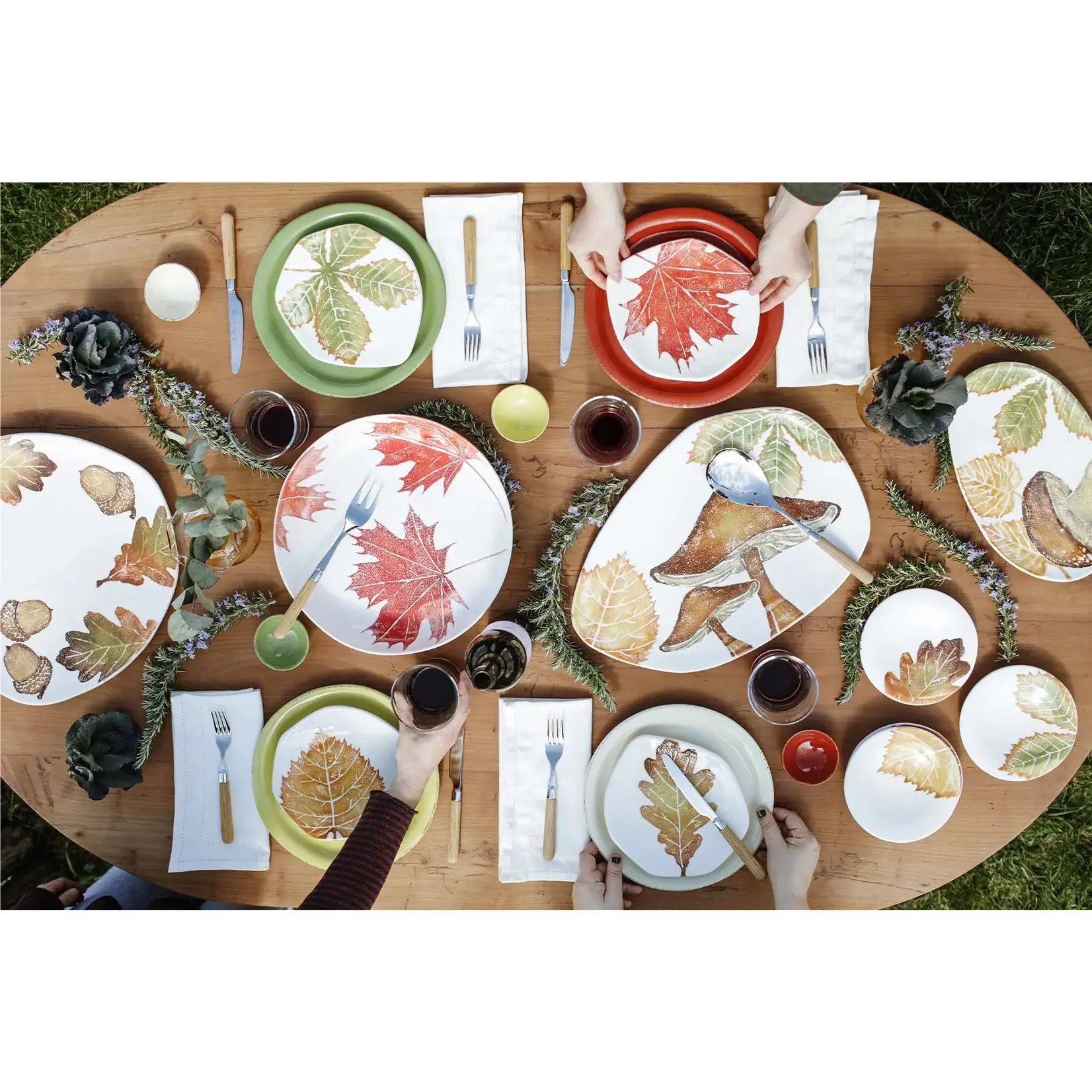 Vietri Autunno Assorted Mushroom Canape Plates Set of 4