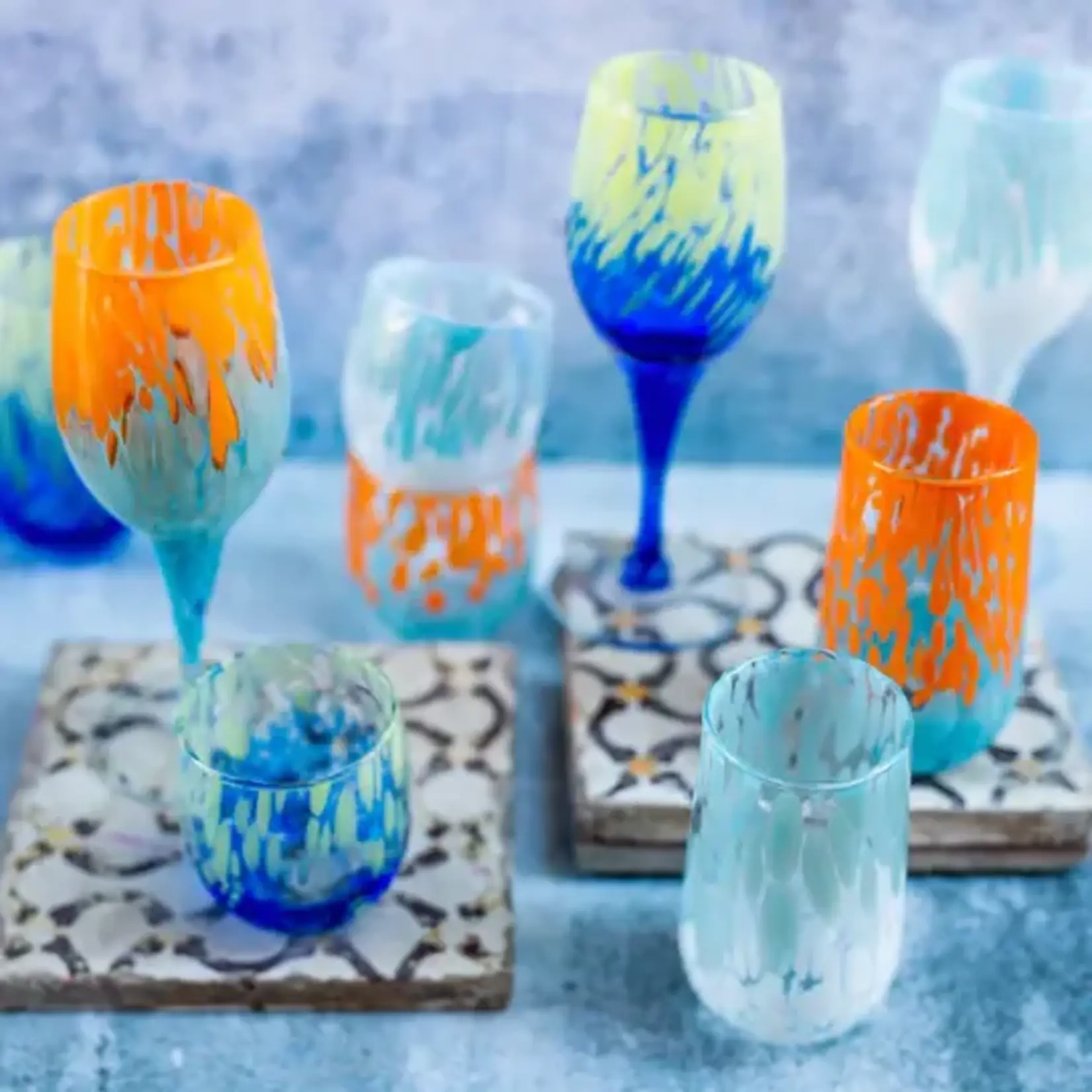 Vietri Nuvola Green & Blue Double Old Fashioned