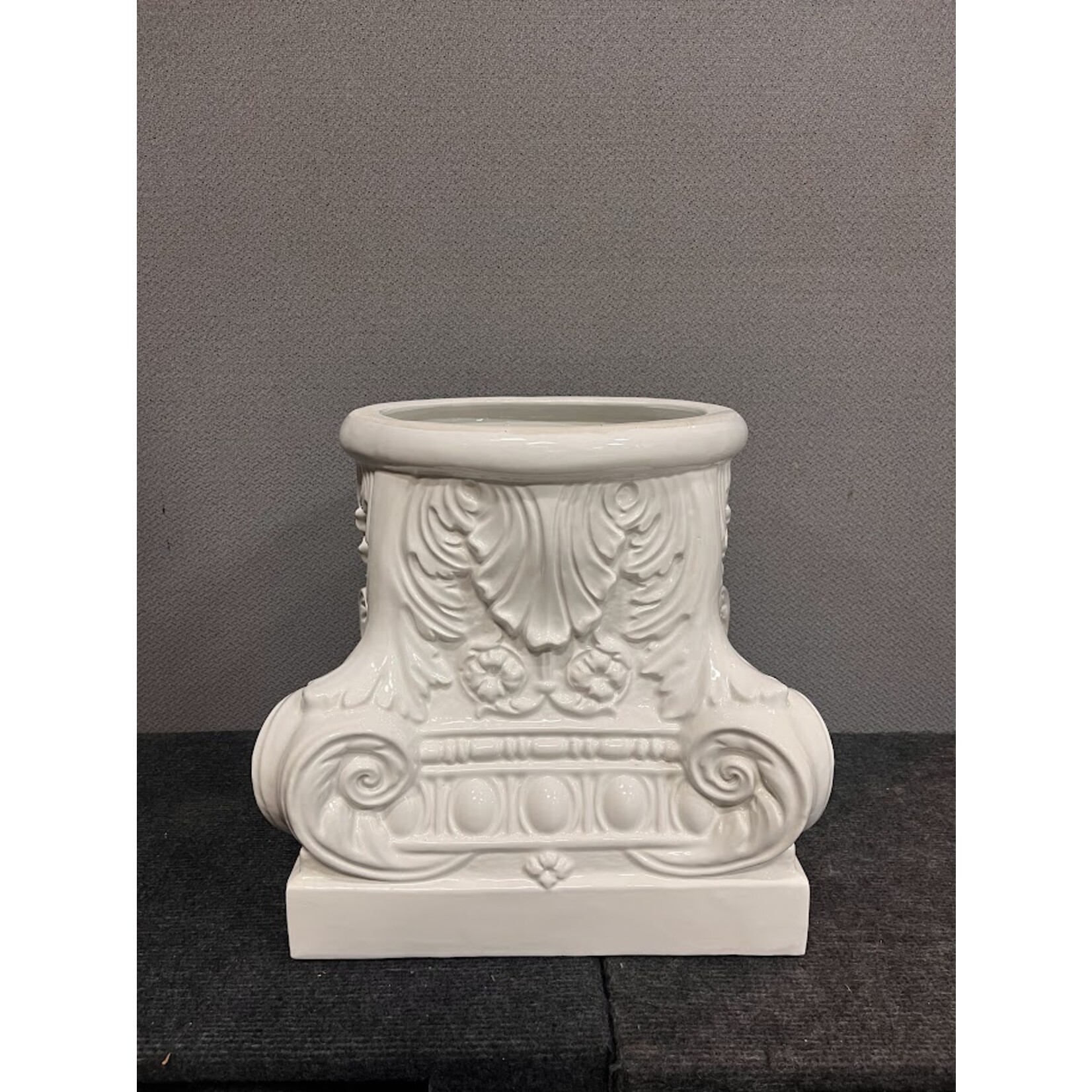 Carole Stupell LTD Vintage Large White Glazed Porcelain Planter Column Table