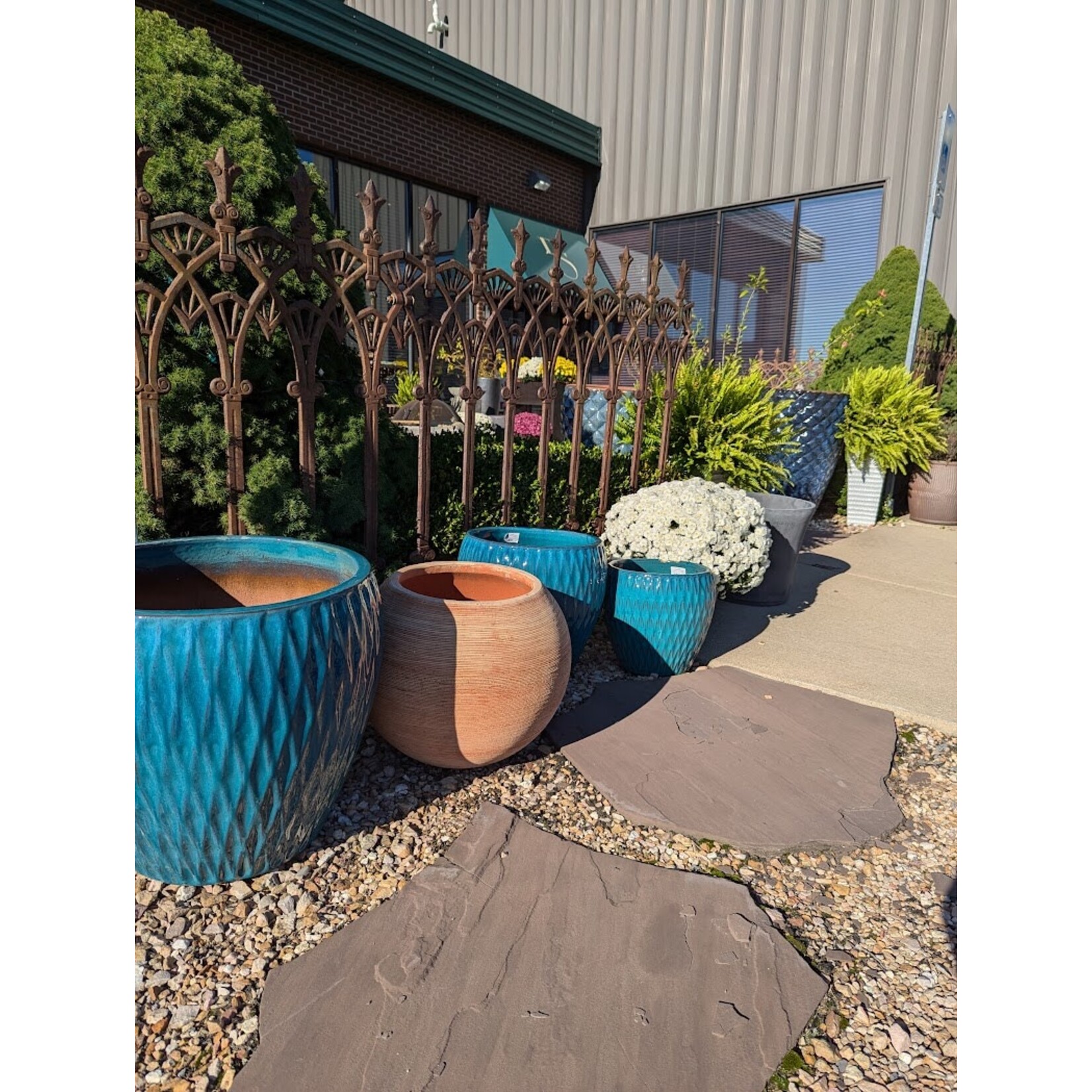 Campania Harlequin Blue Jade Glazed Terracotta Planter