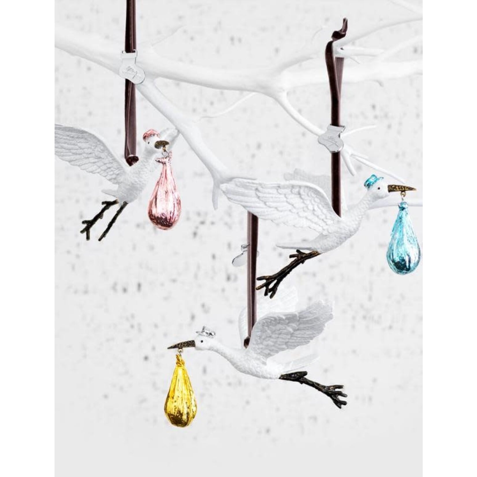 Michael Aram Gold & White Metallic Stork Ornament