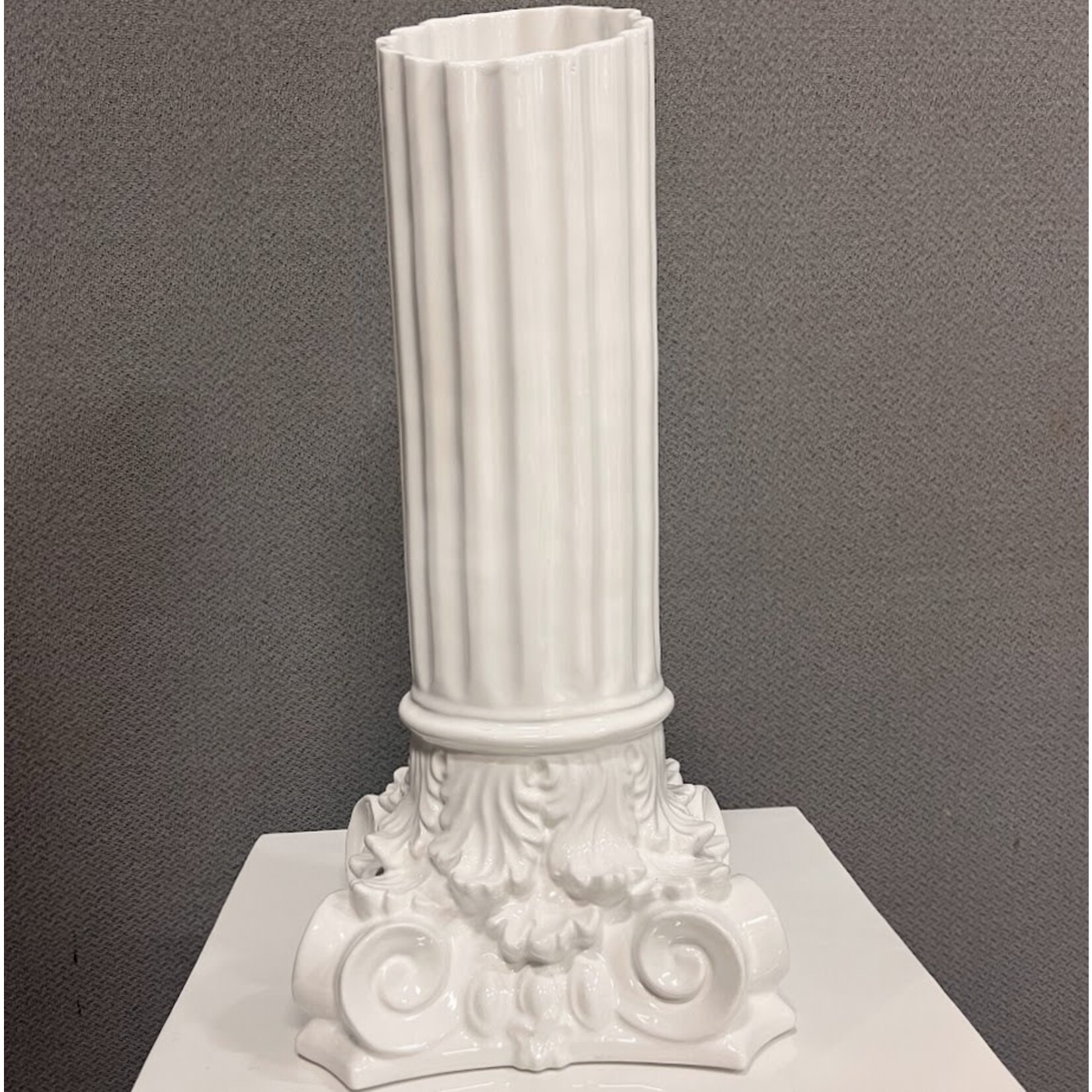 Carole Stupell LTD Vintage Glazed Porcelain Column Planter Vase White