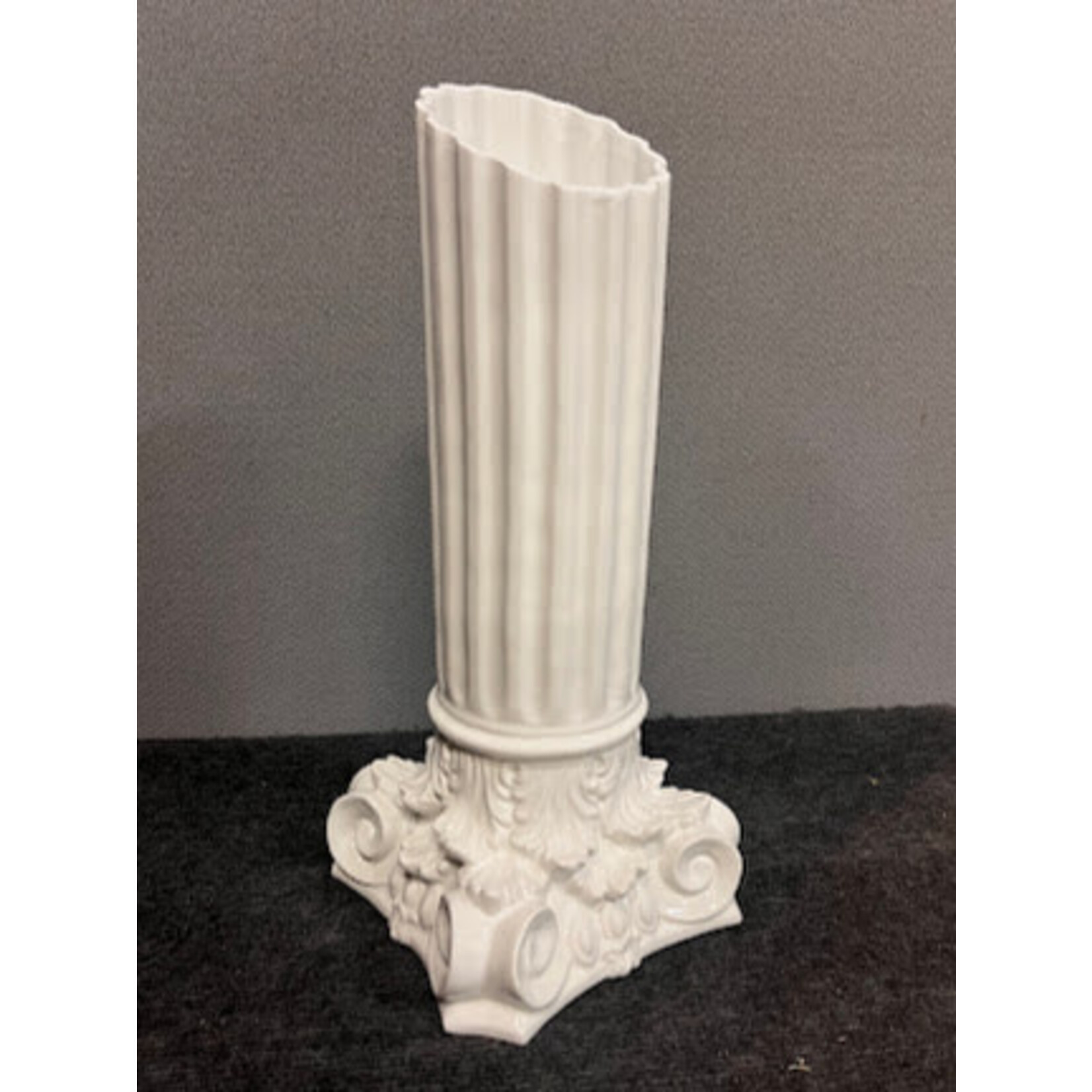 Carole Stupell LTD Vintage Glazed Porcelain Column Planter Vase White