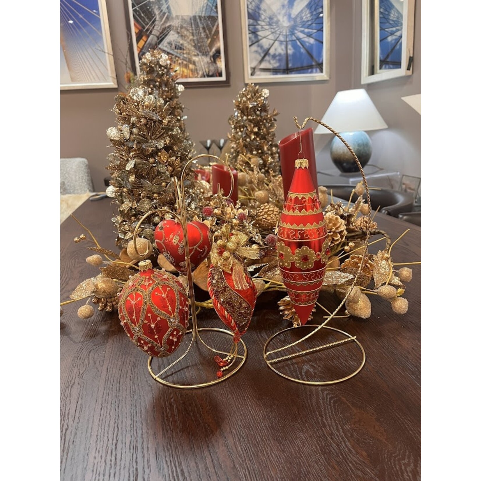Carole Stupell LTD Vintage Glass Red Gold Ornament