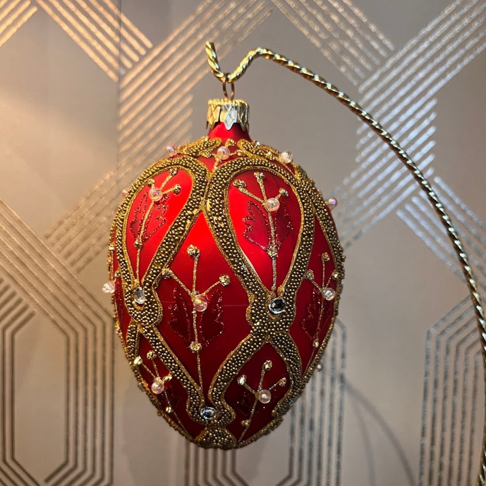 Carole Stupell LTD Vintage Glass Red Gold Ornament