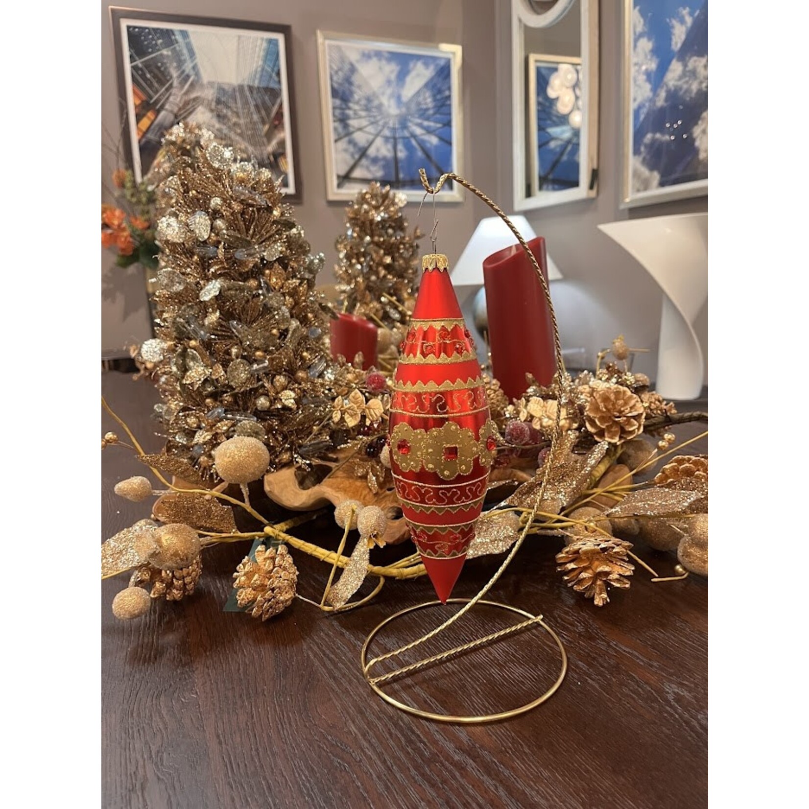 Carole Stupell LTD Vintage Glass Red Gold Ornament