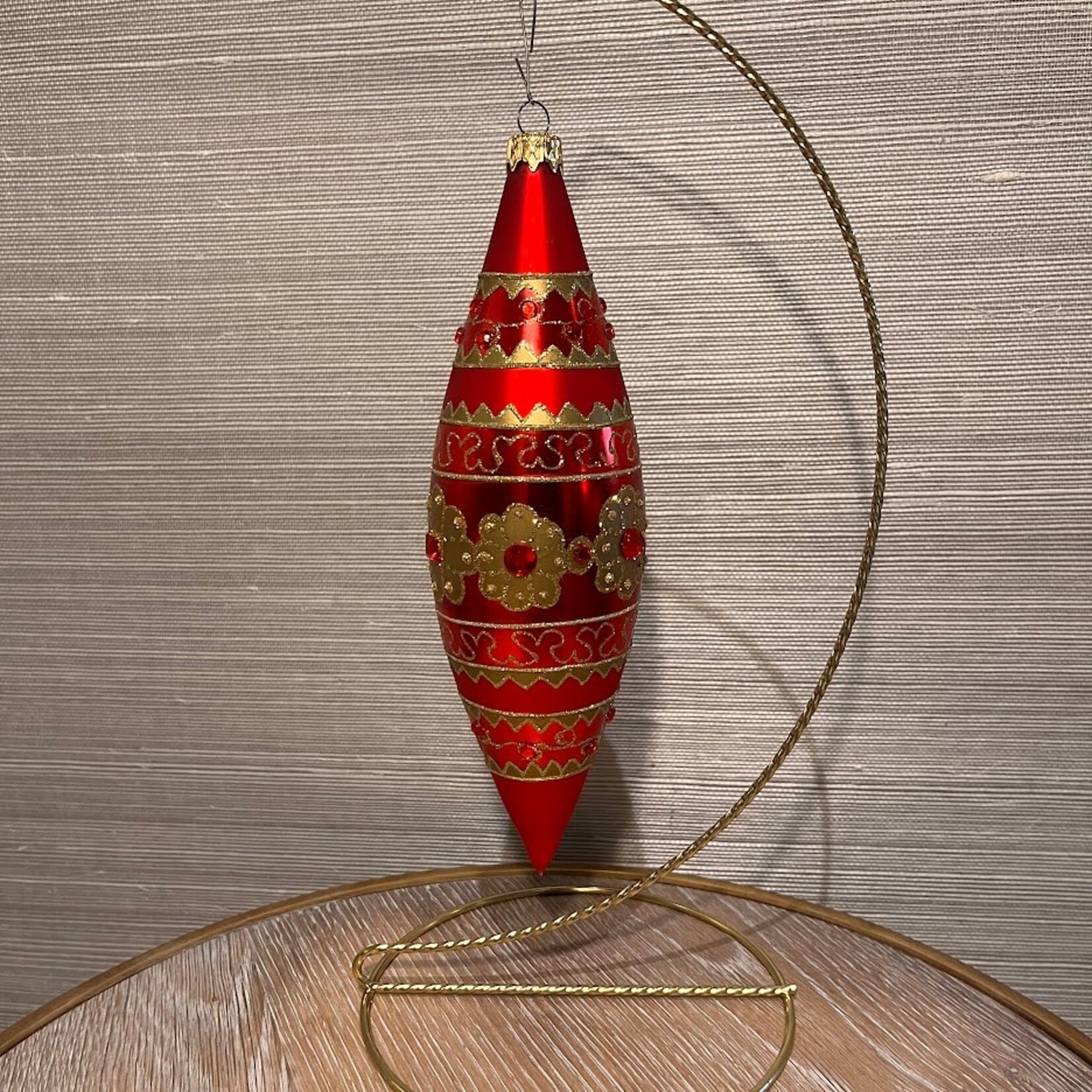Carole Stupell LTD Vintage Glass Red Gold Ornament