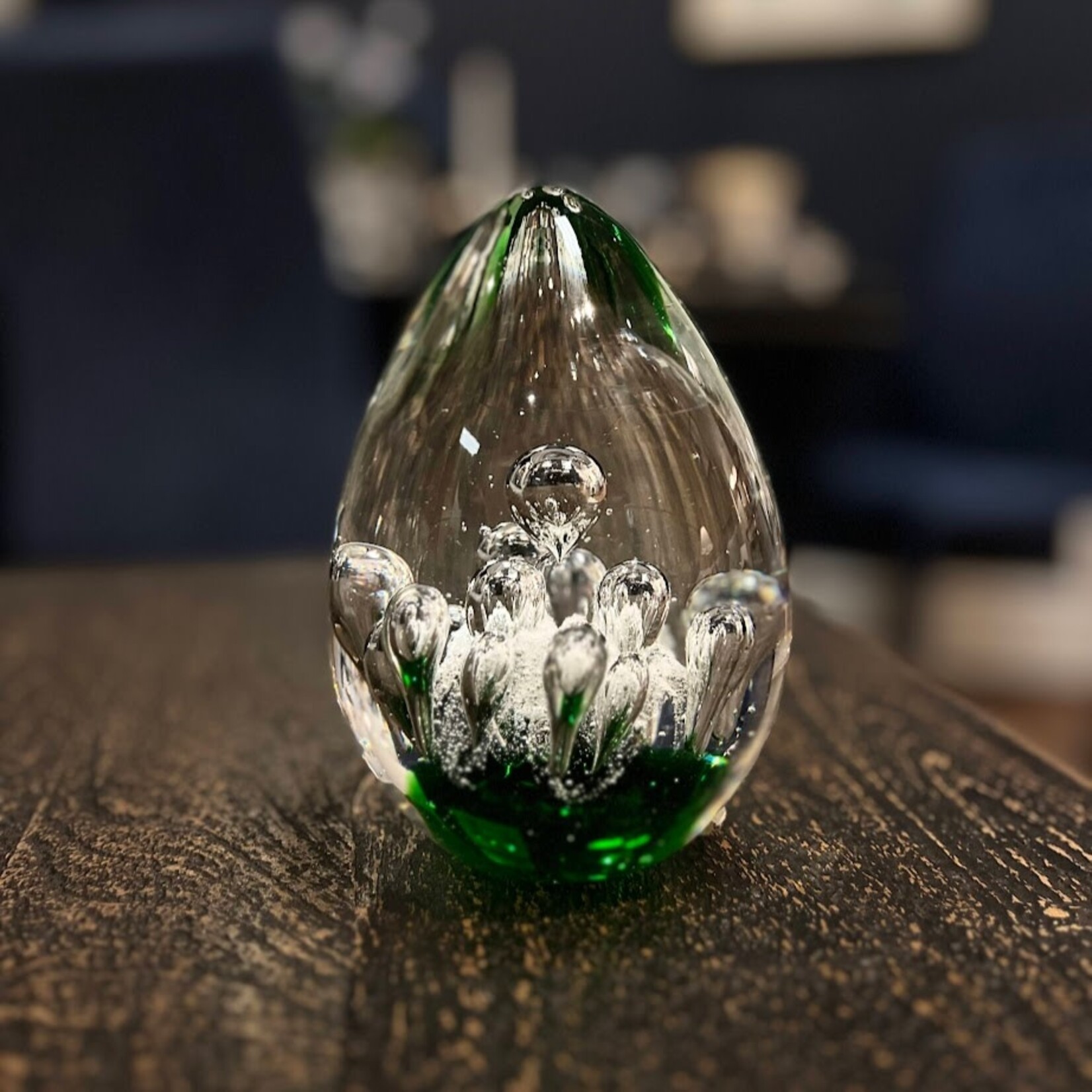 Carole Stupell LTD Vintage Art Glass Egg Paperweight Spring Green