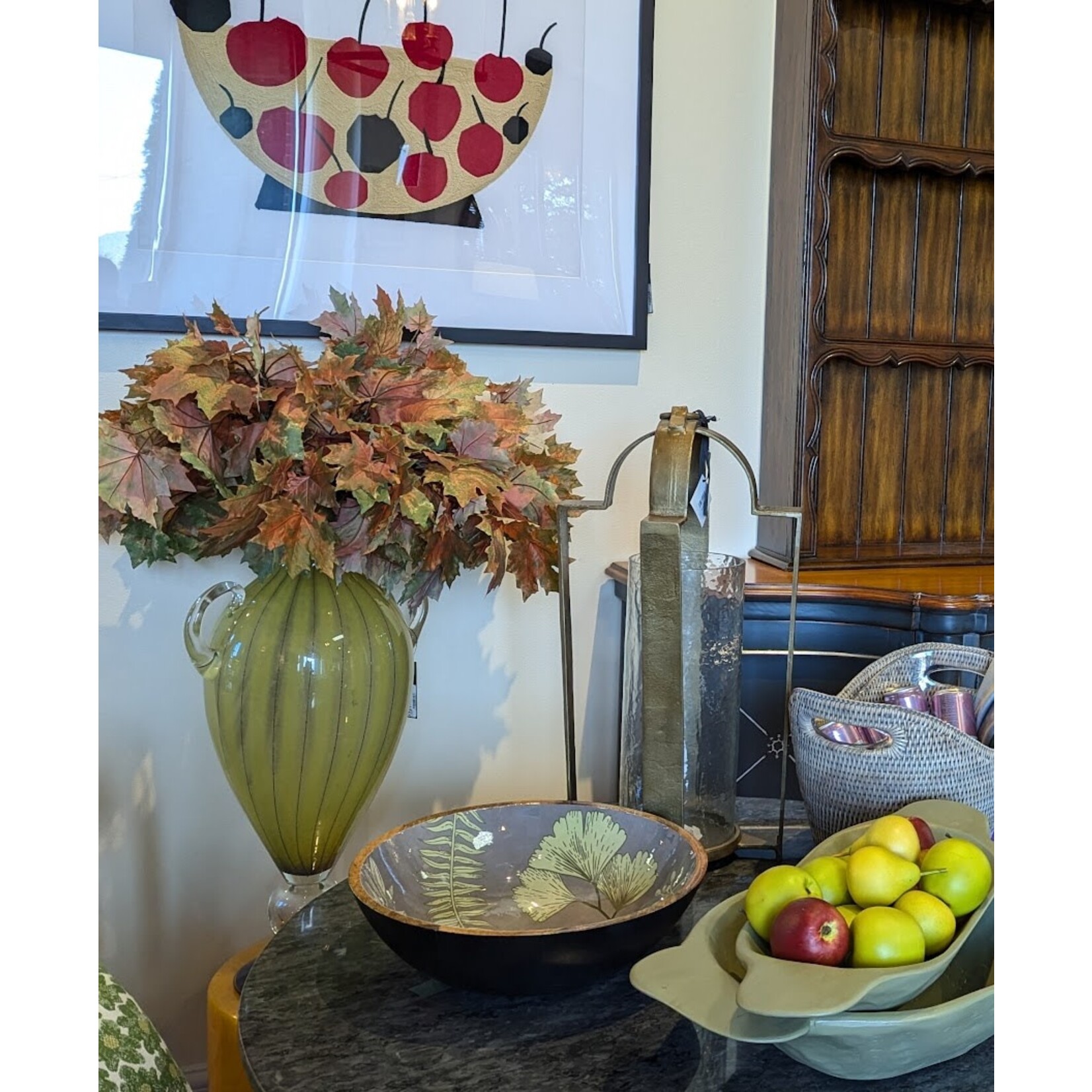 Napa Home and Garden Maple Leaf Faux Branch 30.5" Green Amber