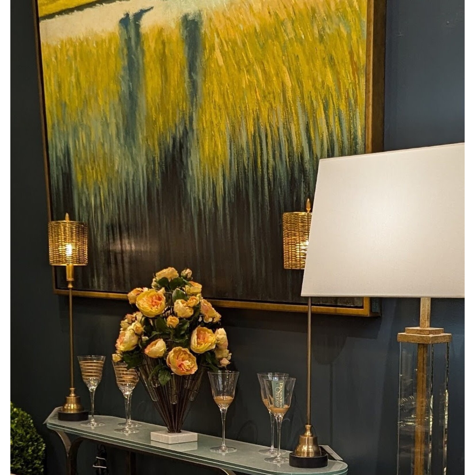 Designer's Studio Yellow Rose Buds Arrangement to go with Vase