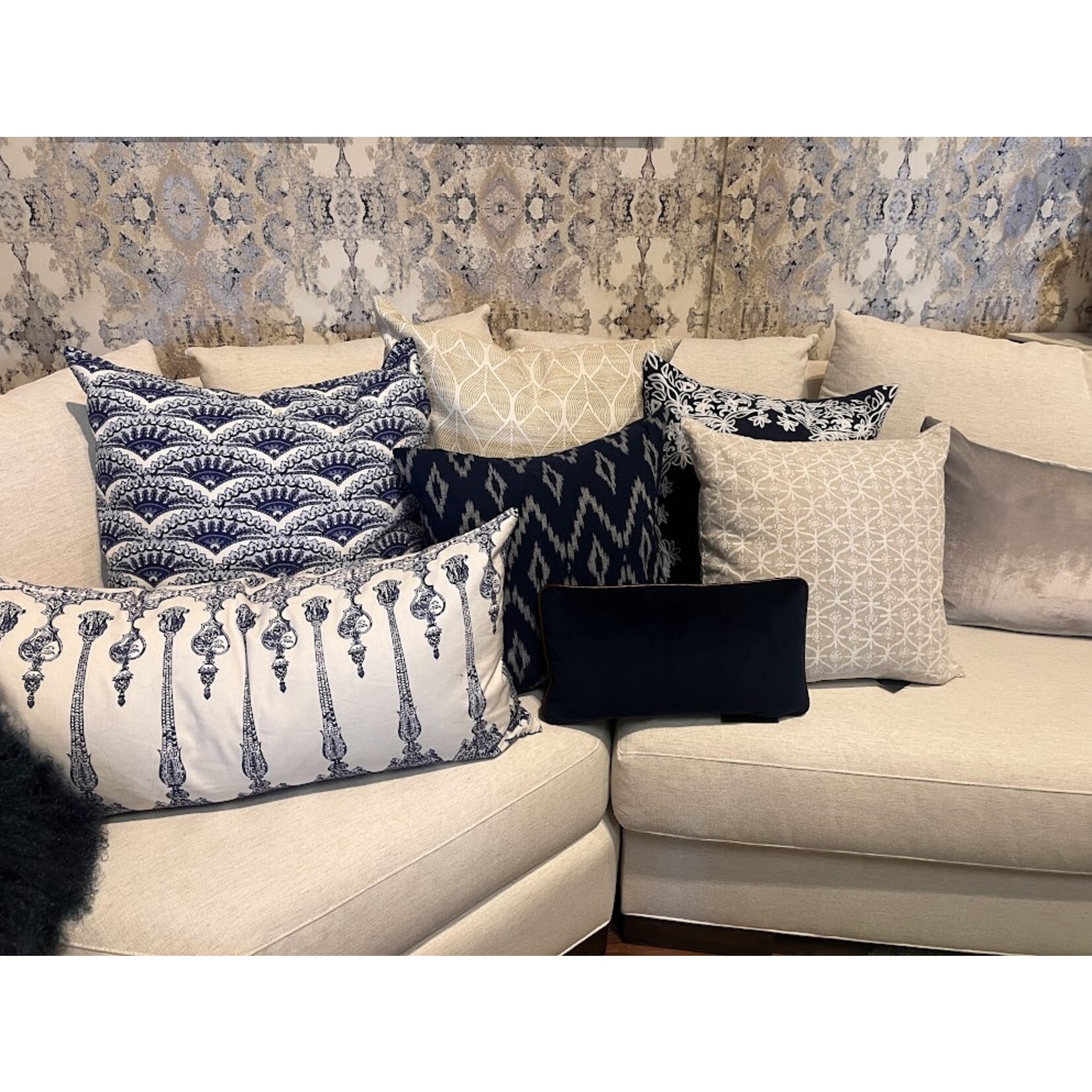 Fairfield Velvet Navy Kidney Pillow