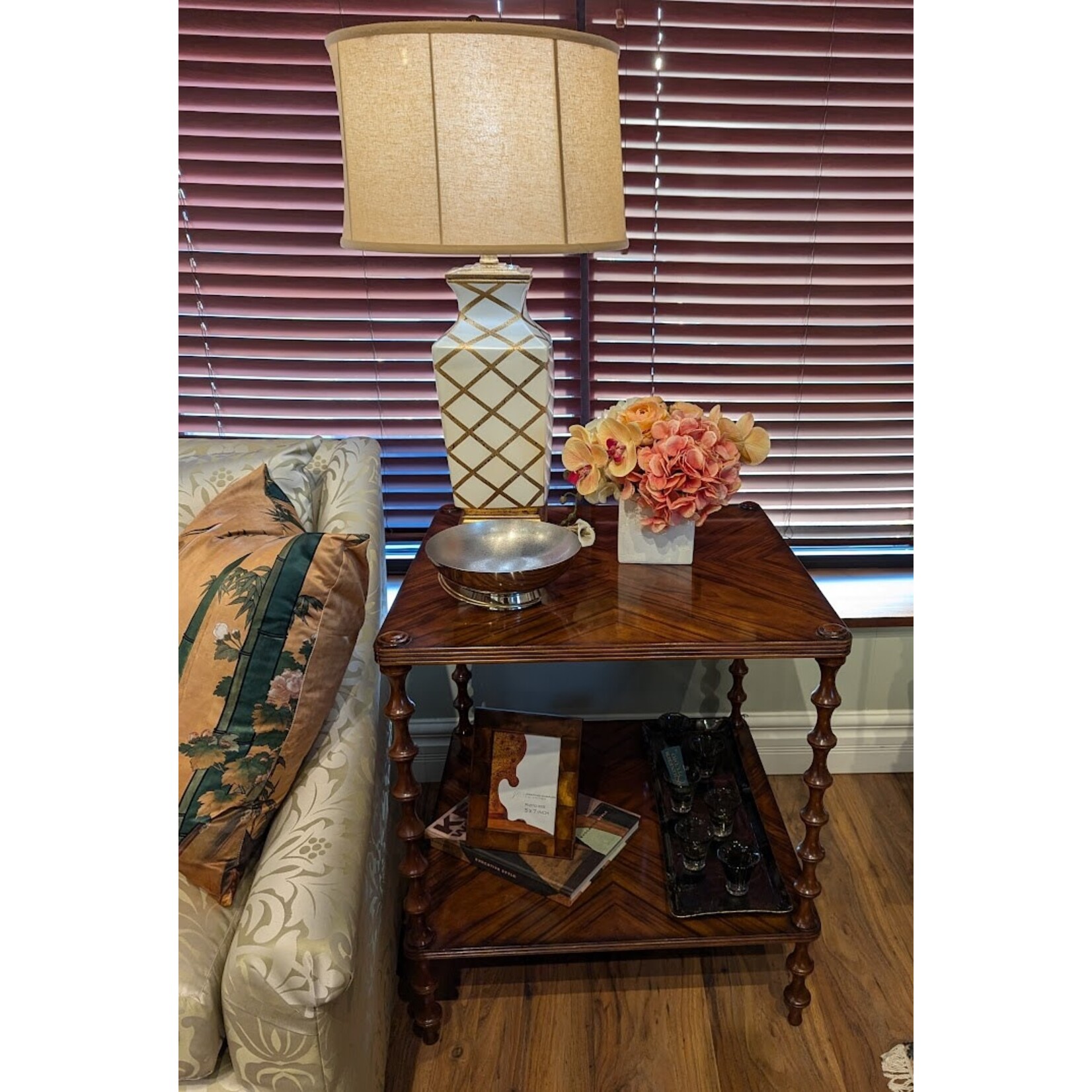 Theodore Alexander Variations On The Bobbin Walnut Side Table
