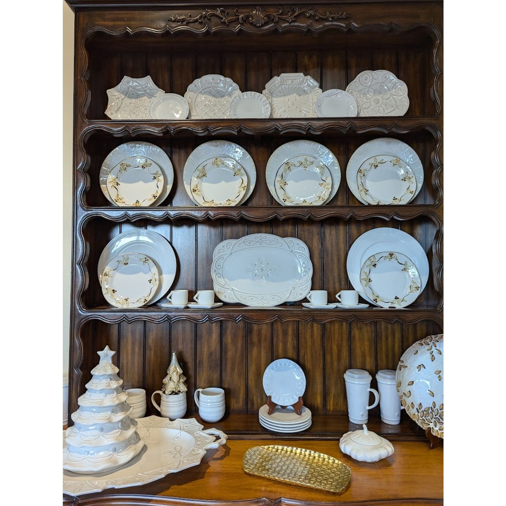 Juliska Christmas Tree Cookie Jar Whitewash