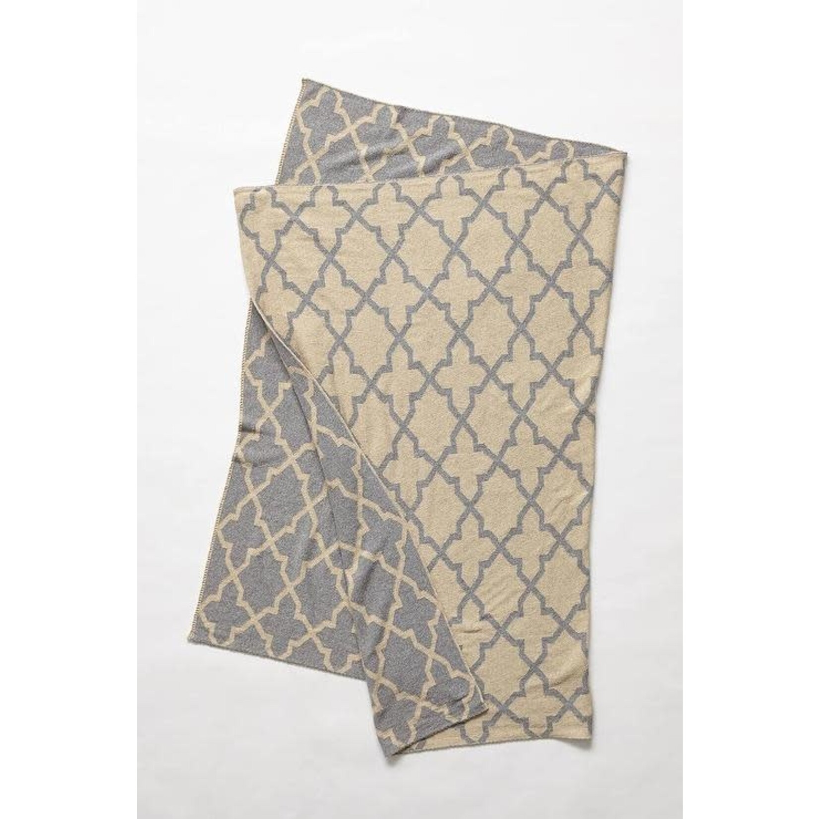 In2Green Morocco Reversible Gray Flax Throw
