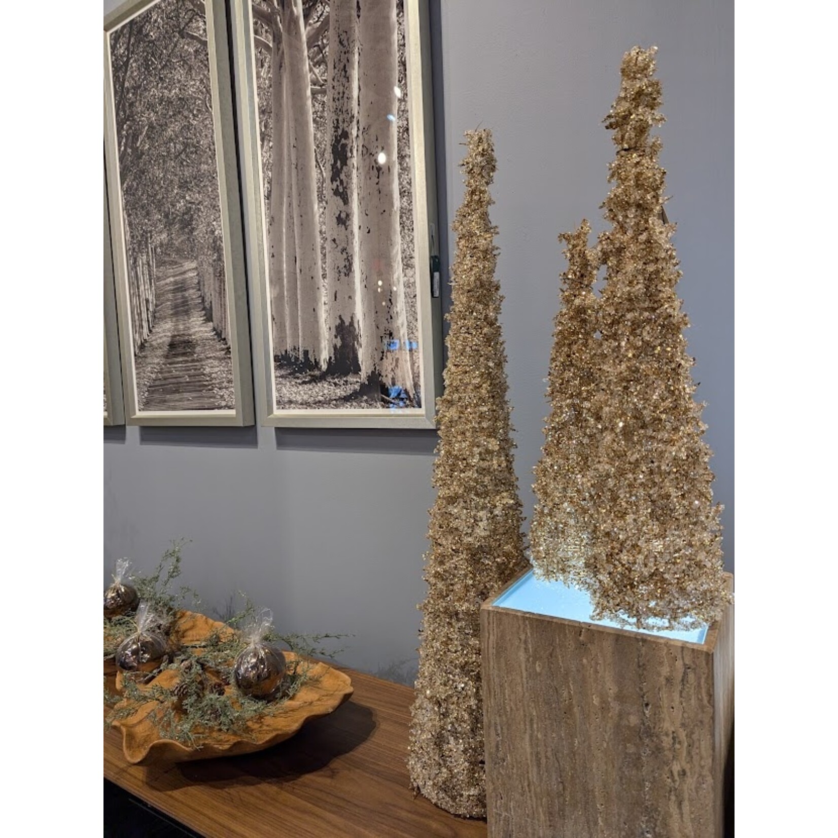 Jim Marvin Enterprises Ice Cone Tree Gold & Clear Crystal