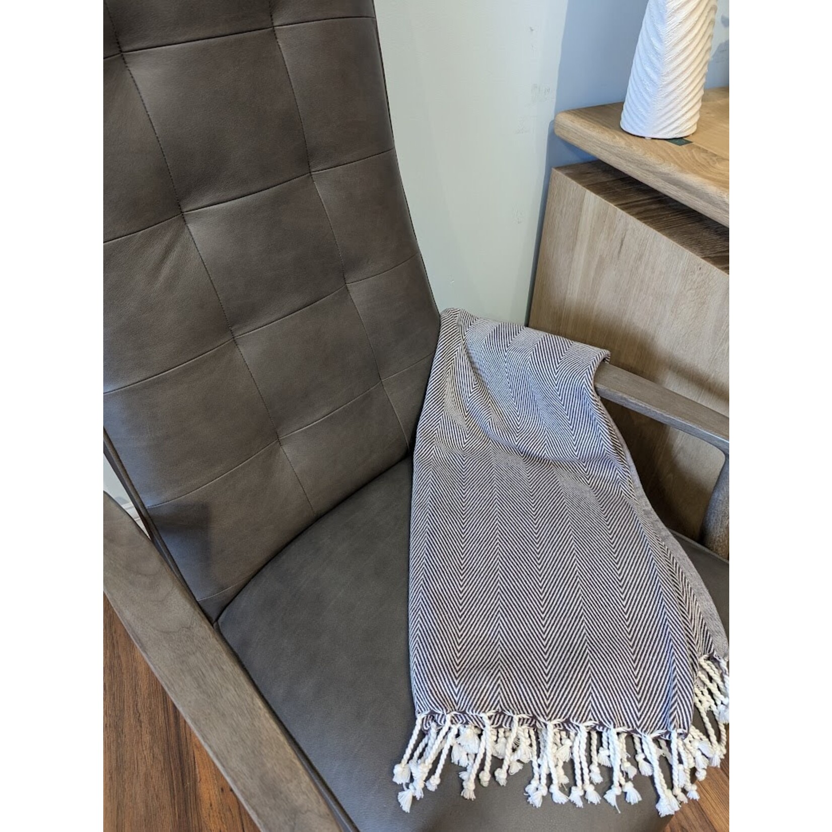 Zestt Organics Herringbone Throw Midnight