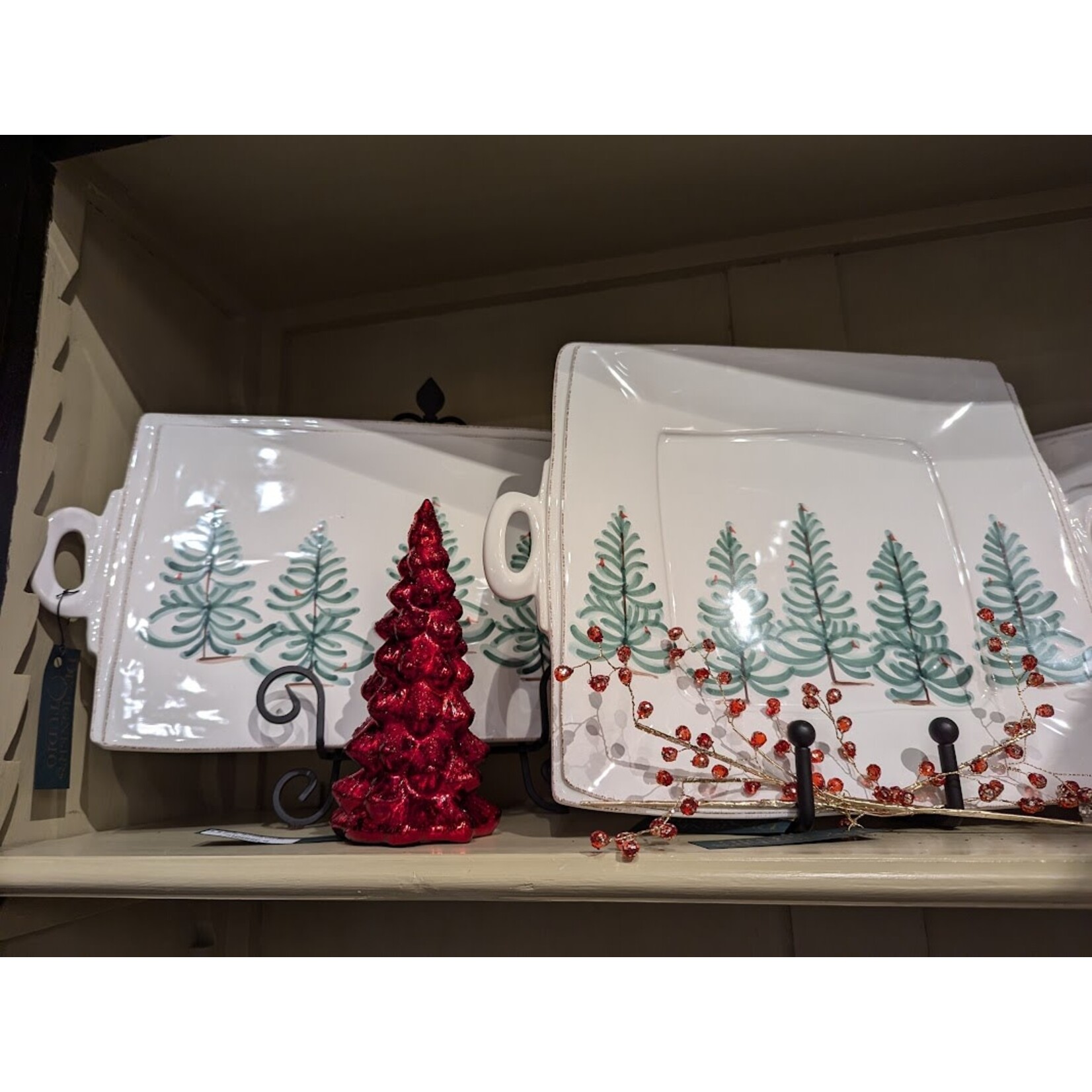 Vietri Lastra Holiday Handled Square Platter