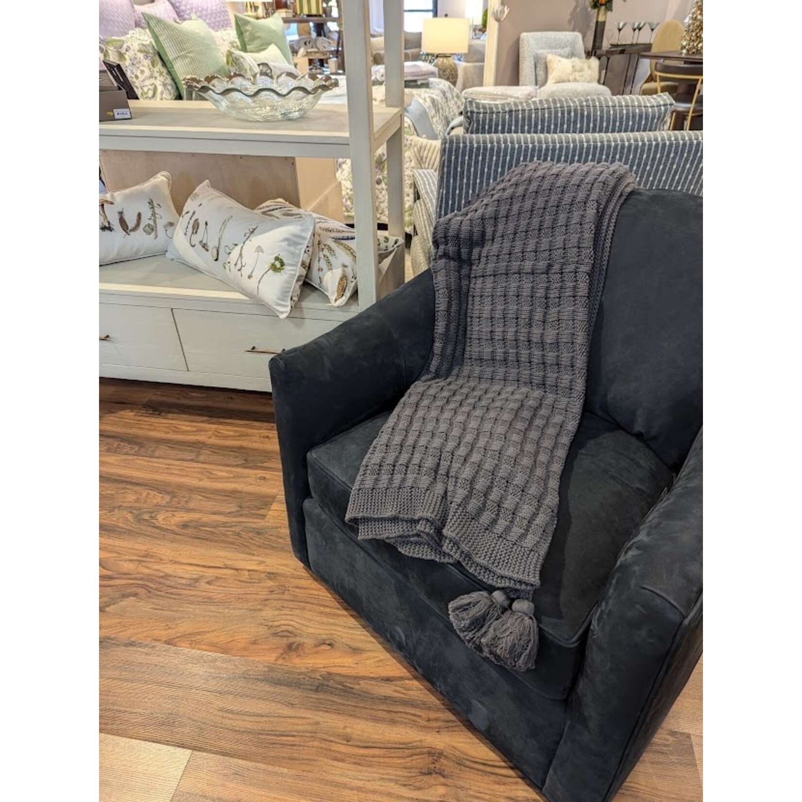 Zestt Organics Abrams Knit Charcoal Throw Blanket