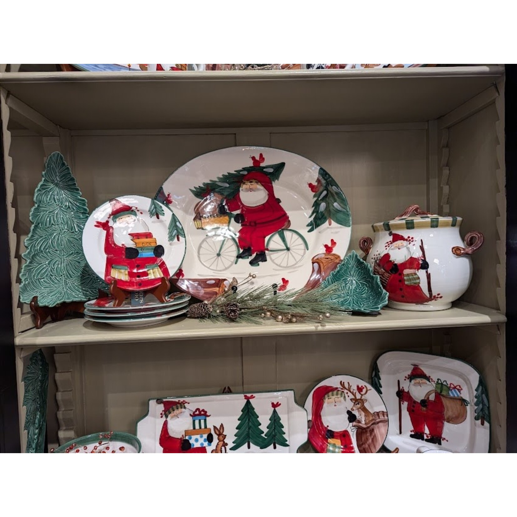 Vietri Old St. Nick Large Oval Platter with Bicycle