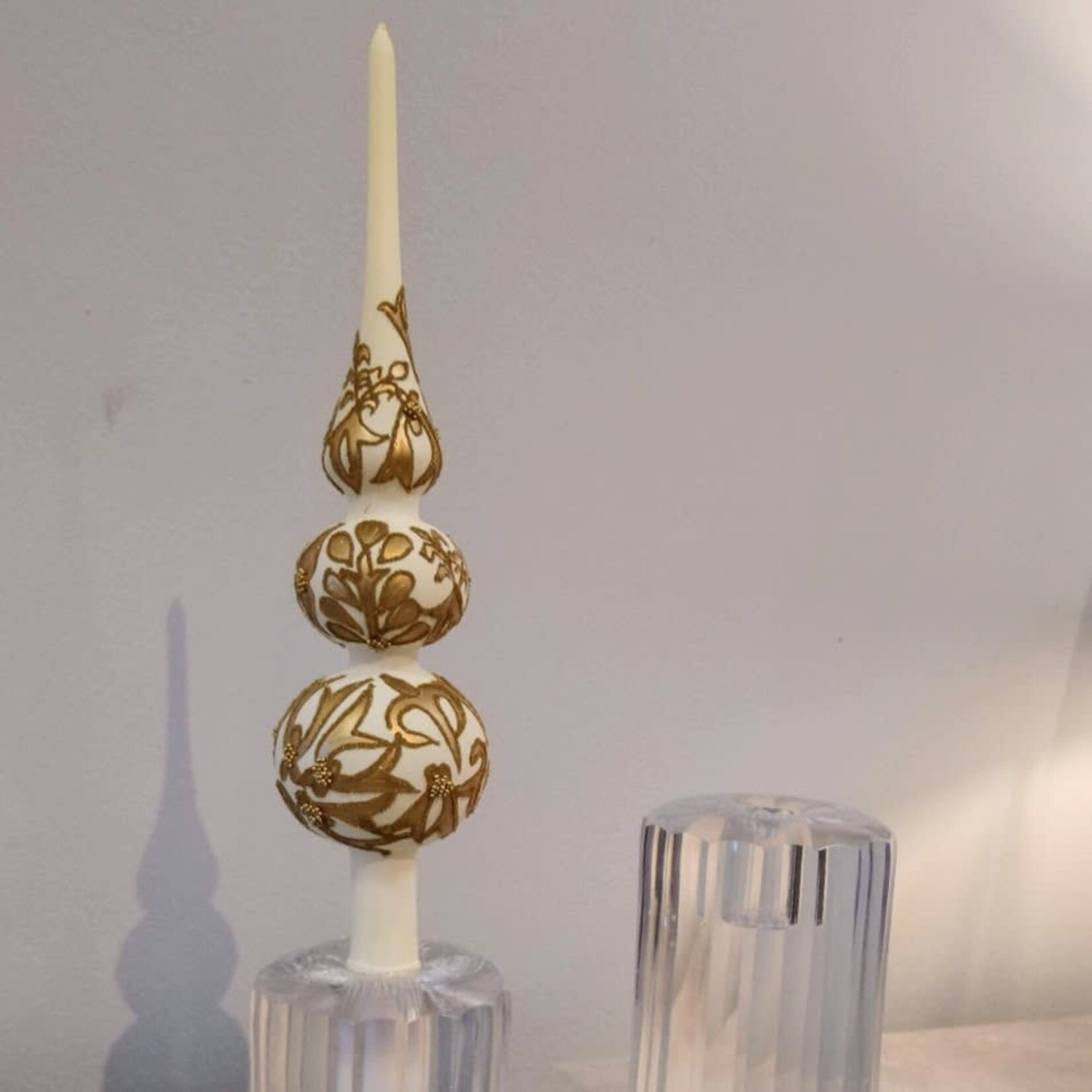 Peter's Seasons Gold Floral Glass Finial Tree Topper Ornament