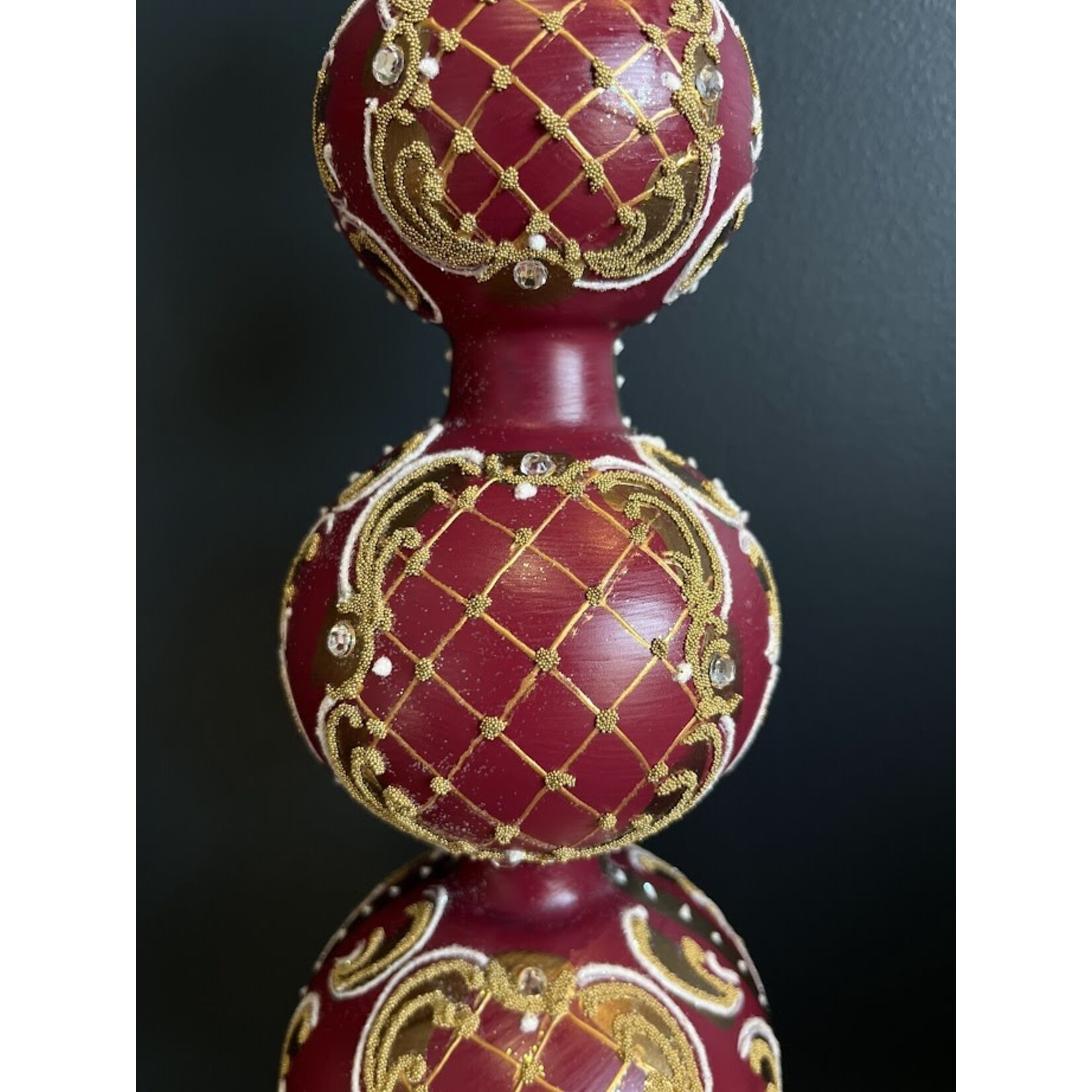 Peter's Seasons Glass Plum Finial Tree Topper with Gold Embellishments