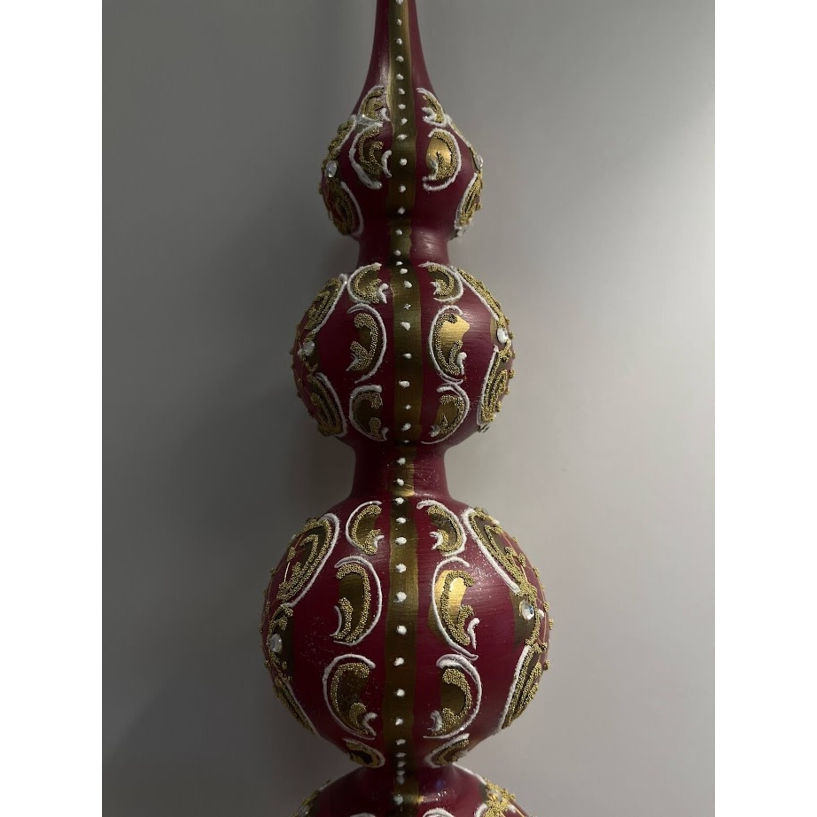 Peter's Seasons Glass Plum Gold Embellished Finial Tree Topper