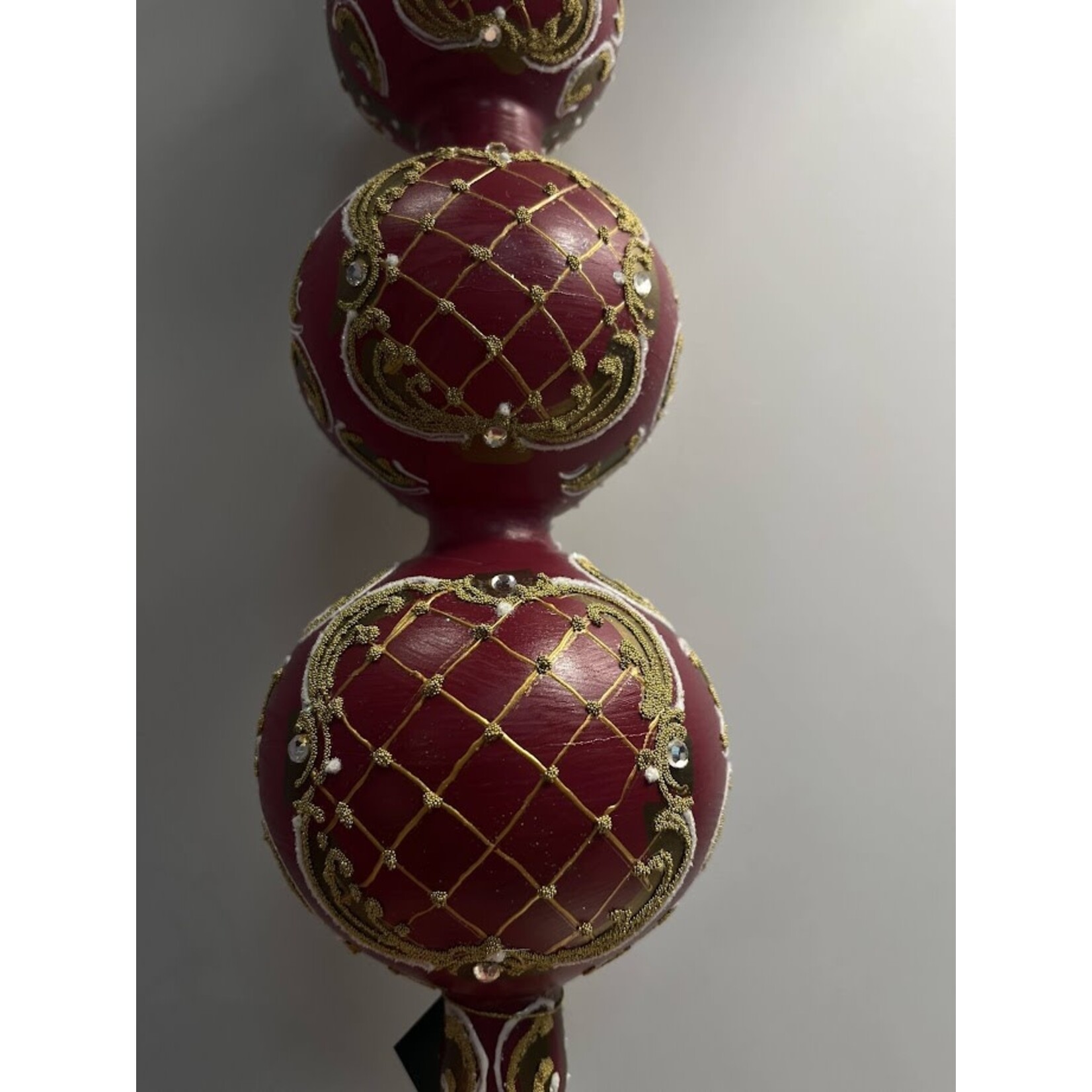 Peter's Seasons Glass Plum Finial Tree Topper with Gold Embellishments