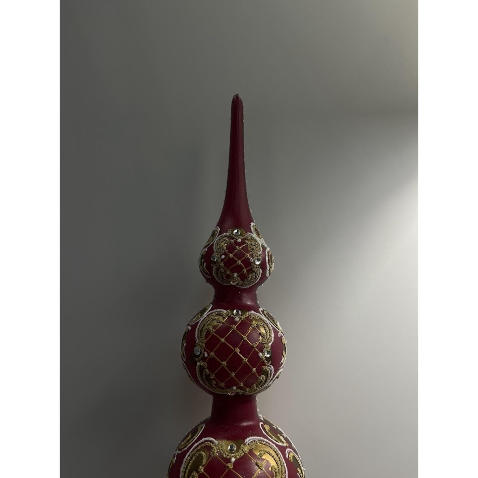 Peter's Seasons Glass Plum Finial Tree Topper with Gold Embellishments