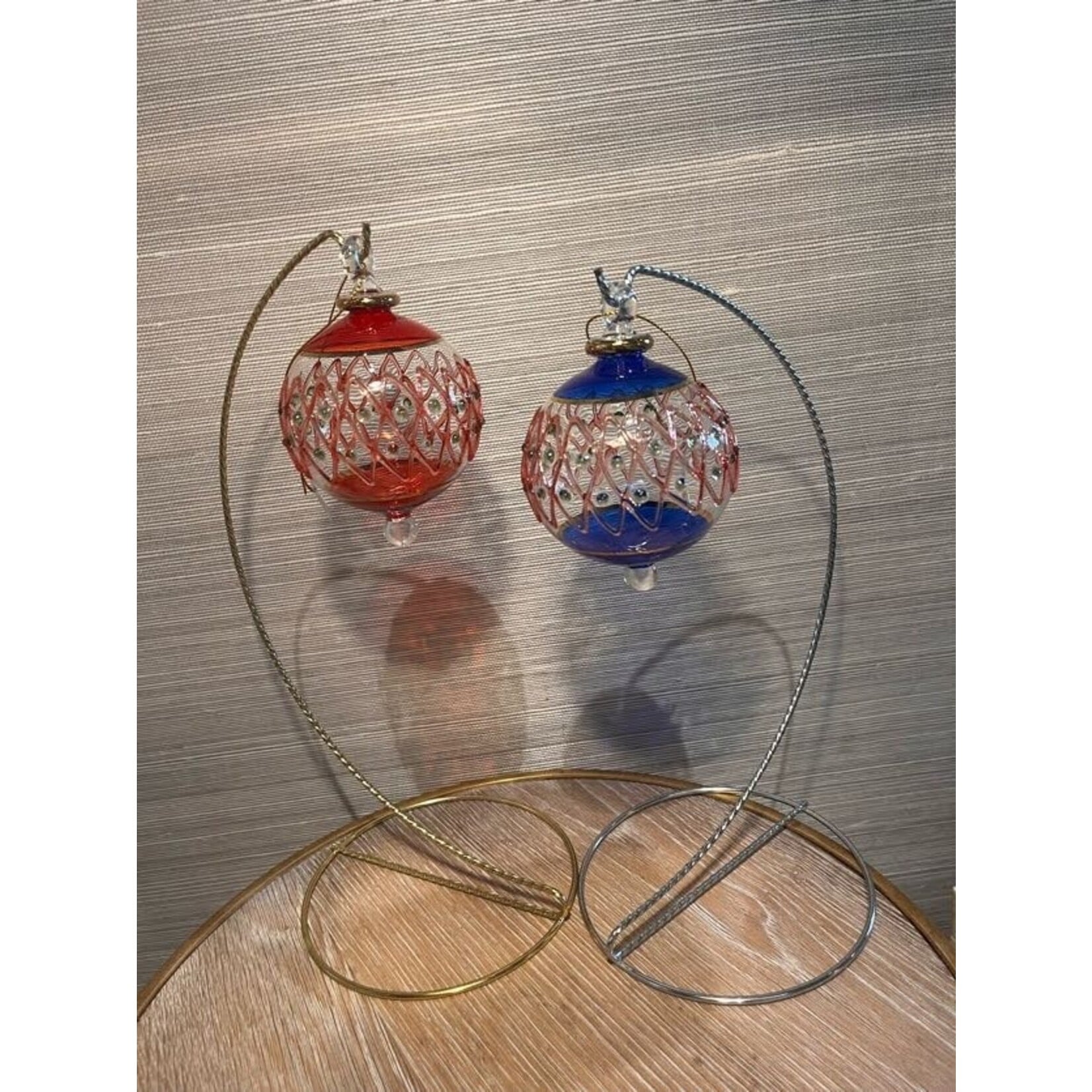 Unique Tradings Lattice Hand Painted Glass Ball Ornament