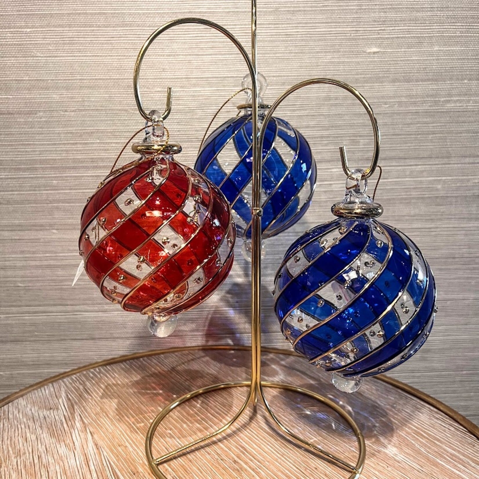 Unique Tradings Gold Hand Painted Glass Ball Ornament
