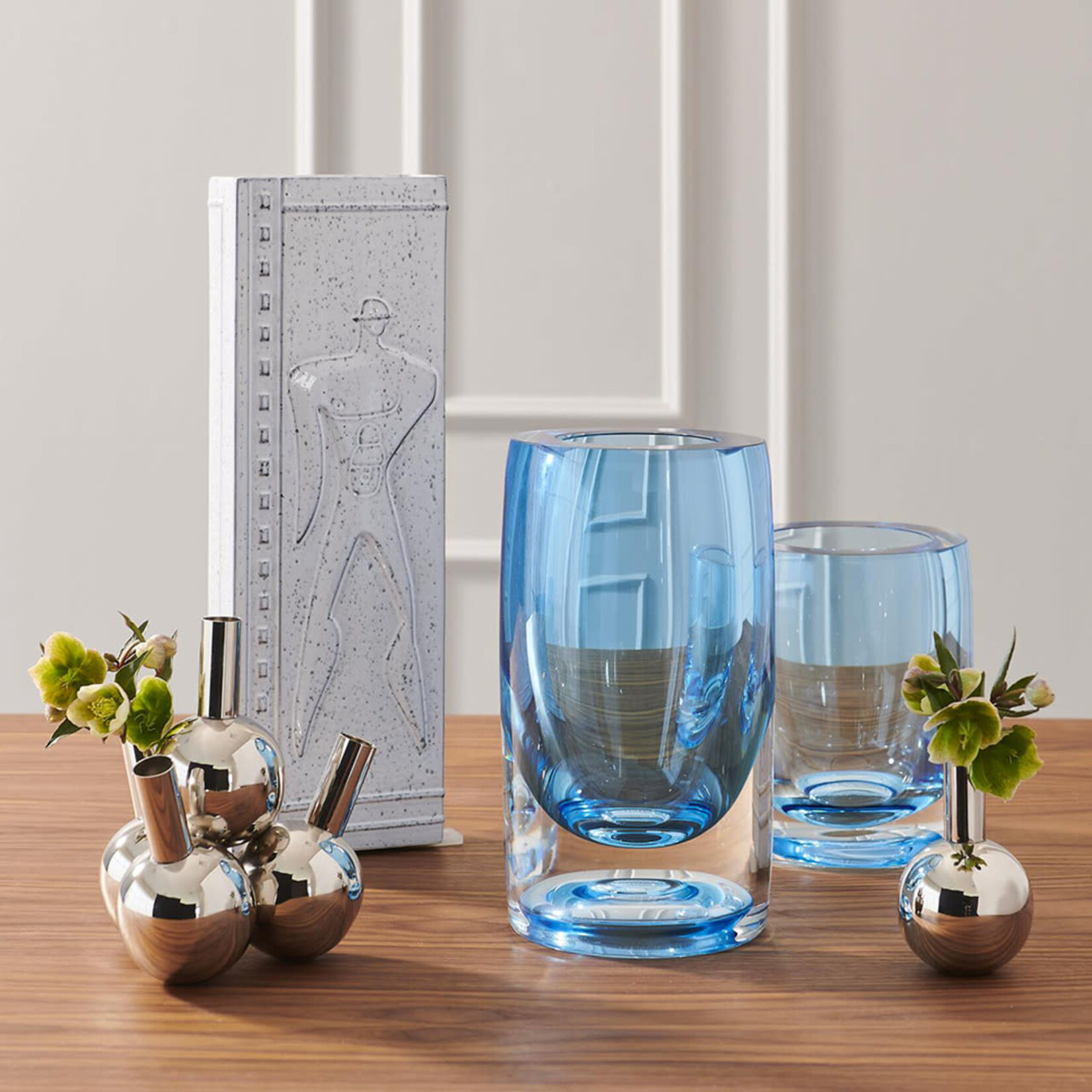 Global Views Thick Cylinder Vase Light Blue Small