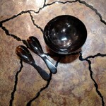 Carole Stupell LTD Natural African Horn Bowl with Salad Servers Set of 3