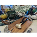 Carole Stupell LTD Natural African White Horn Ebonywood Salad Servers Set of 2