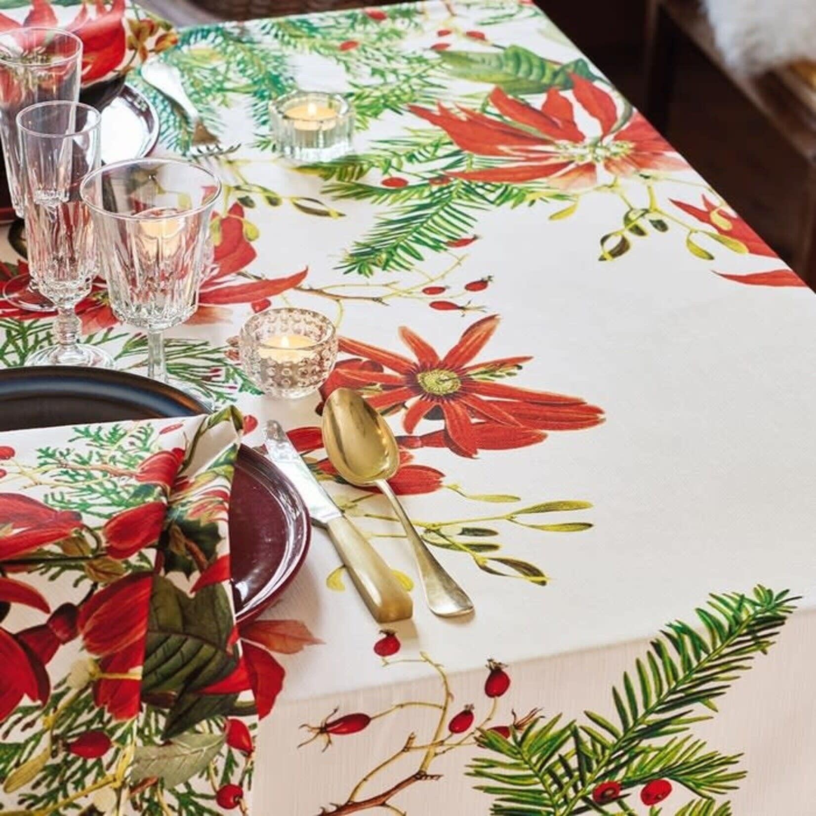 Garnier Thiebaut Poinsettias Vintage Tablecloth Runner