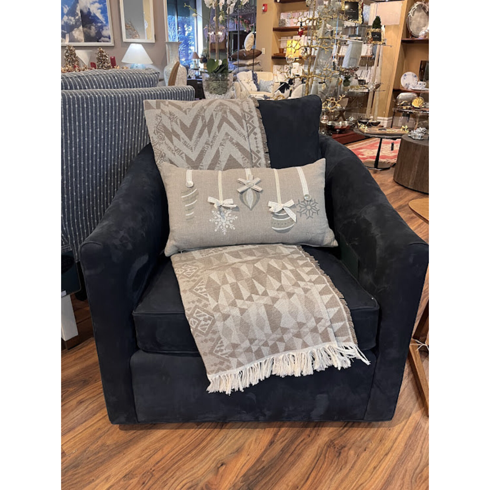 Eastern Accents Glistening Ornaments Gray Throw Pillow 11"x21"