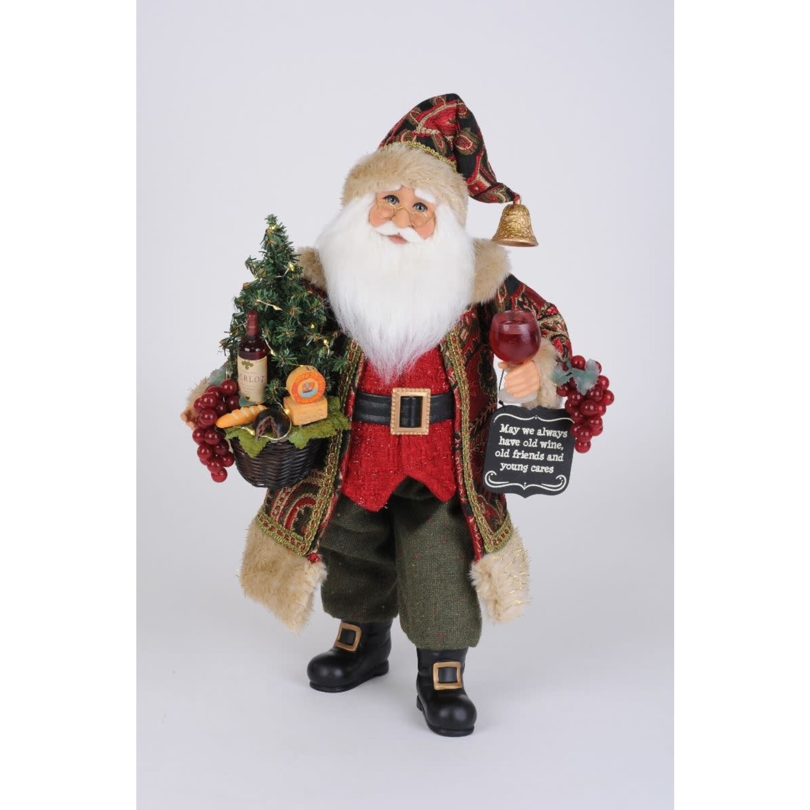 Karen Didion Originals Lighted Wine and Cheese Sampling Santa