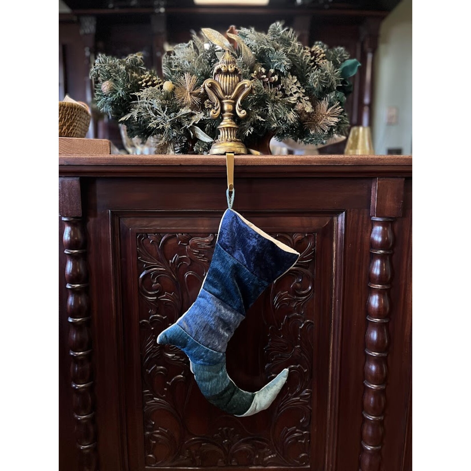 Nicky's Notions Holiday Stocking Blue Hues Striped