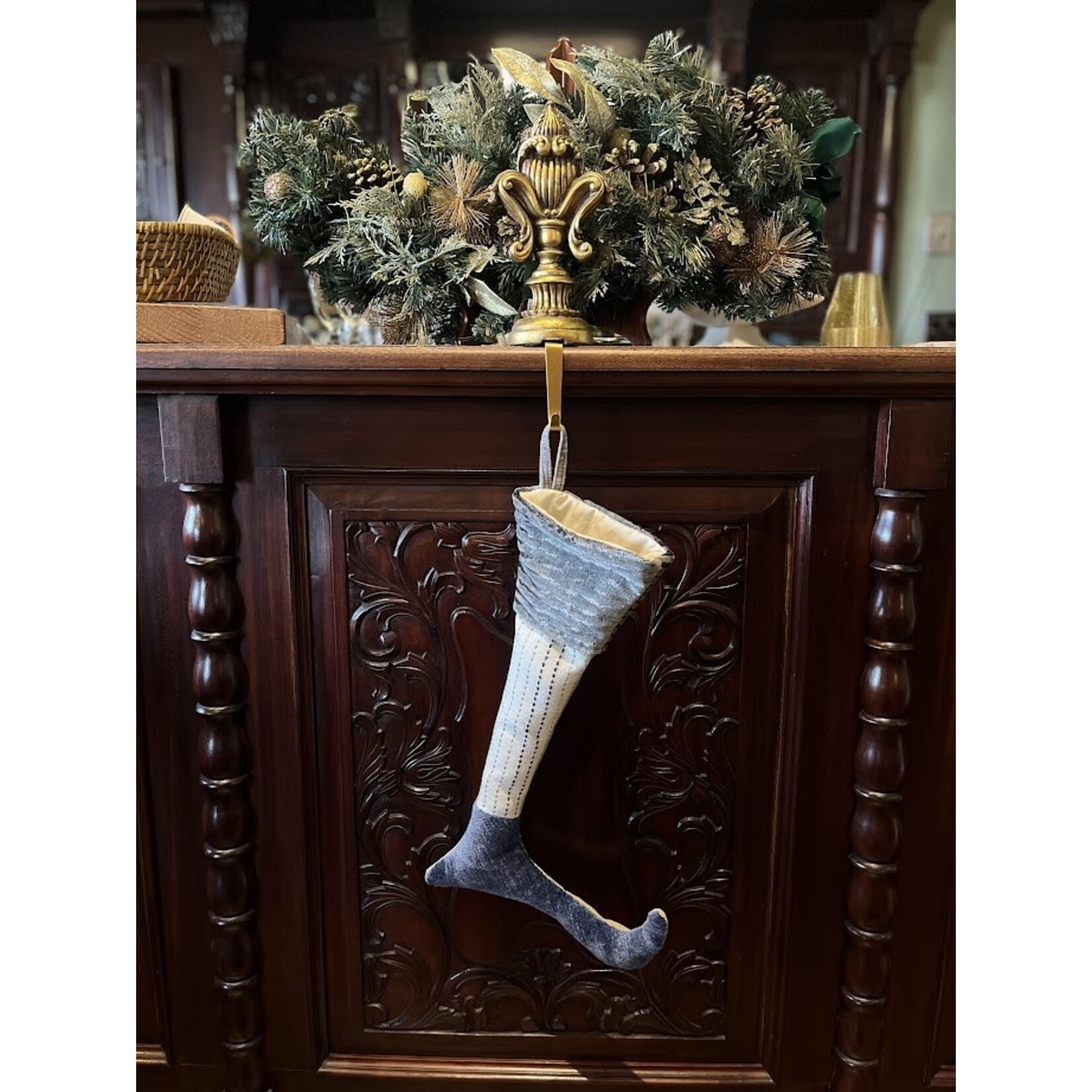 Nicky's Notions Holiday Skinny Stocking Blue Gray Hues