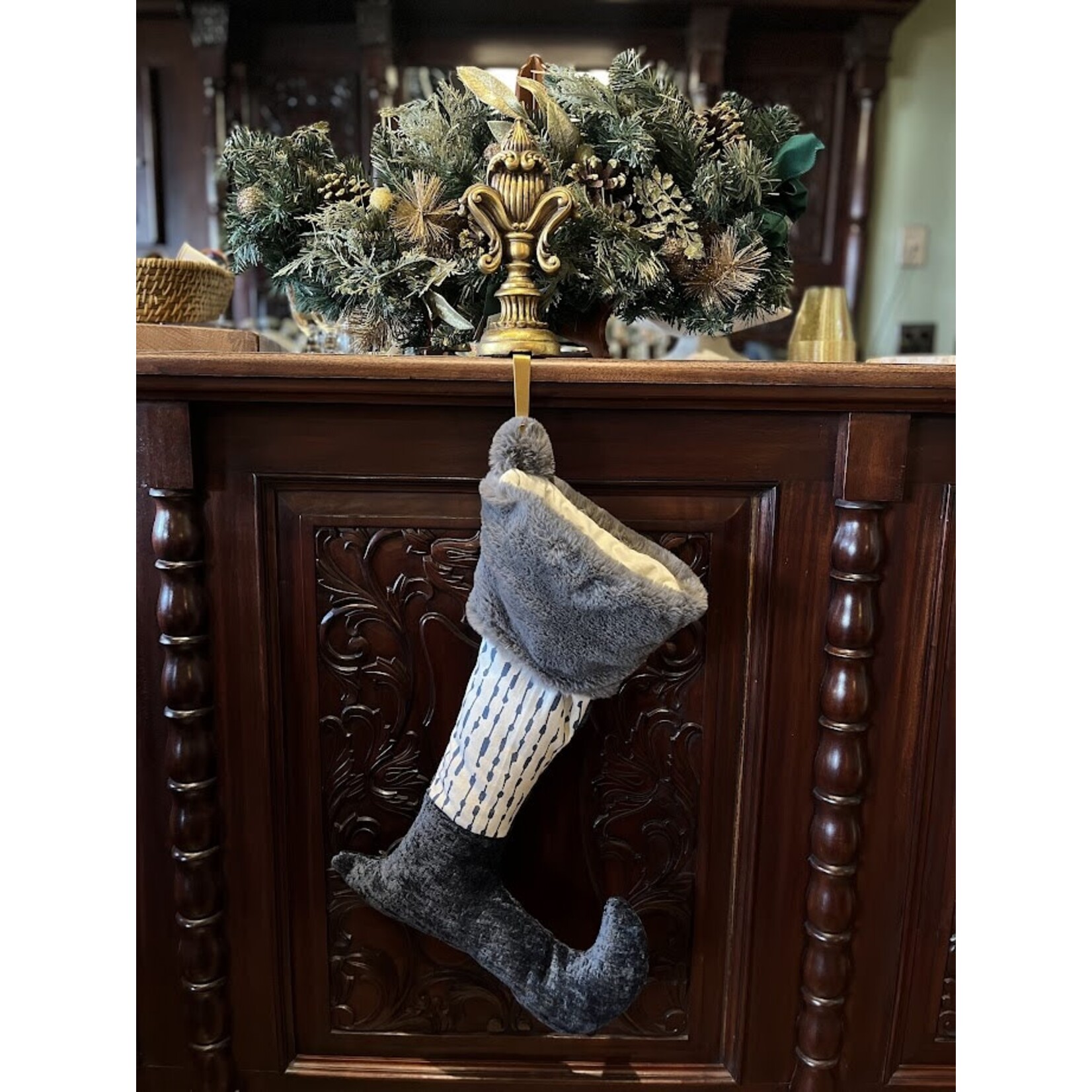 Nicky's Notions Holiday Stocking Blue Gray