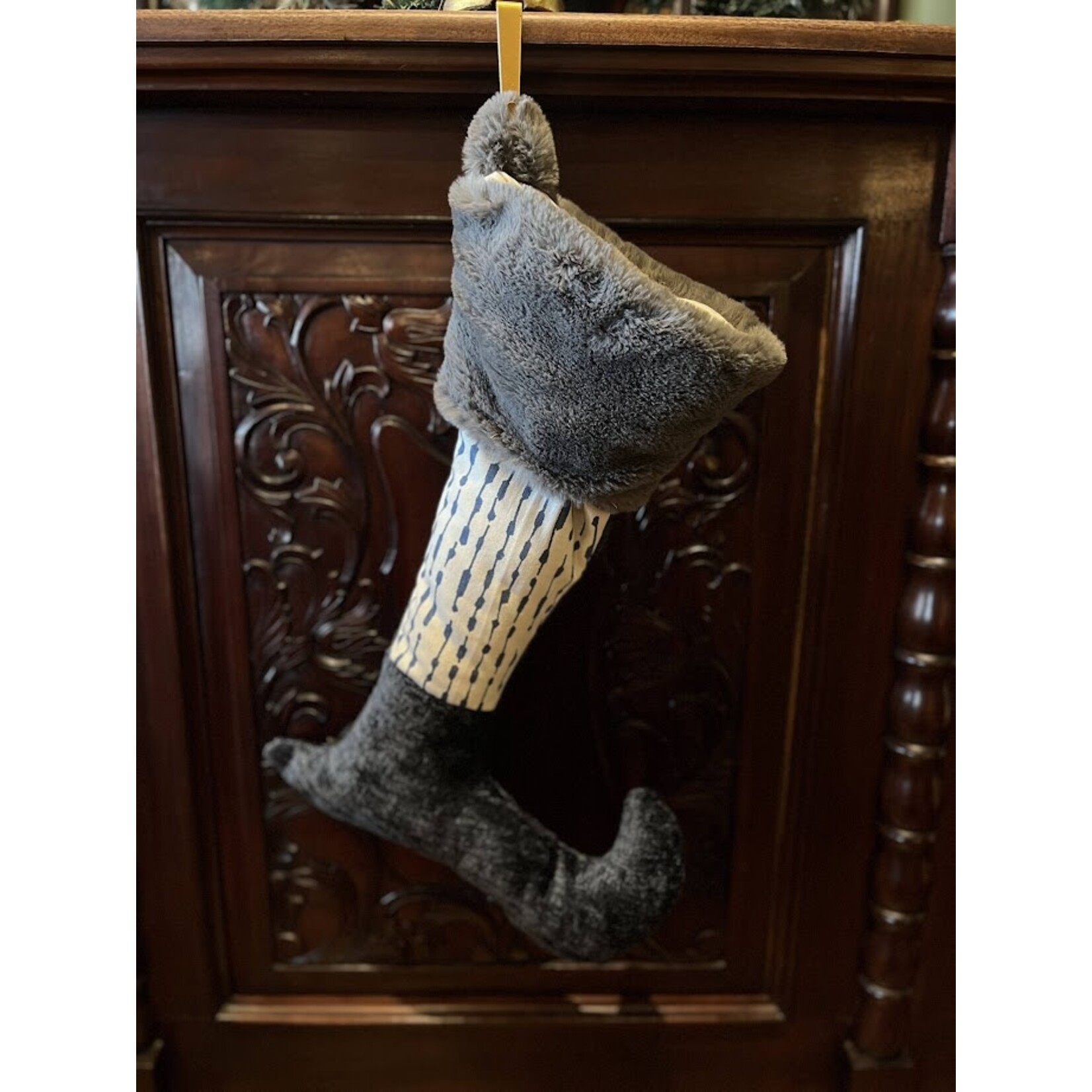 Nicky's Notions Holiday Stocking Blue Gray