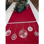 Saro Trading Company Red Tablecloth Runner with Ornaments