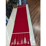 Saro Trading Company Petit Noel Red Runner with White Trees