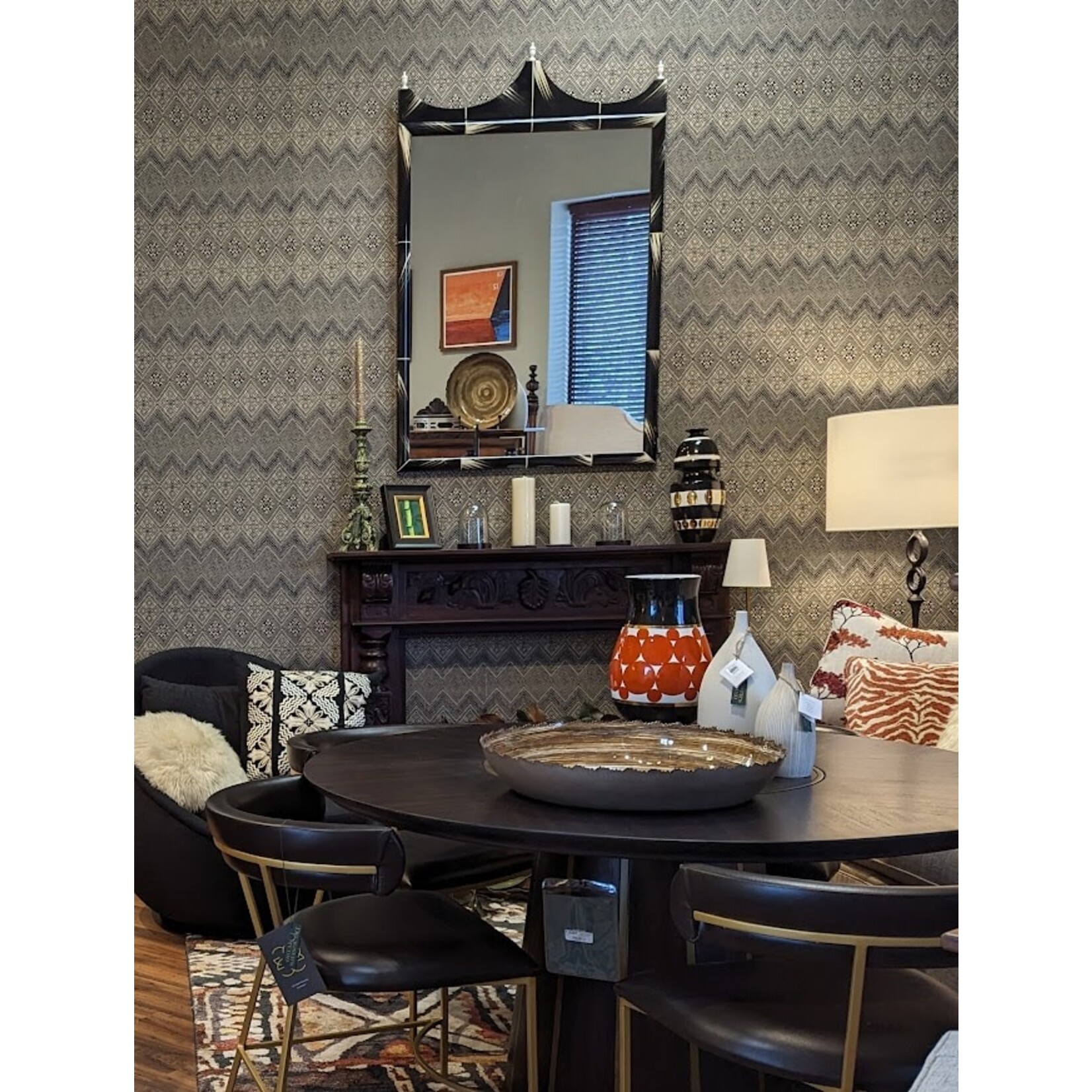 Currey & Company De Luca Black & Orange Vase