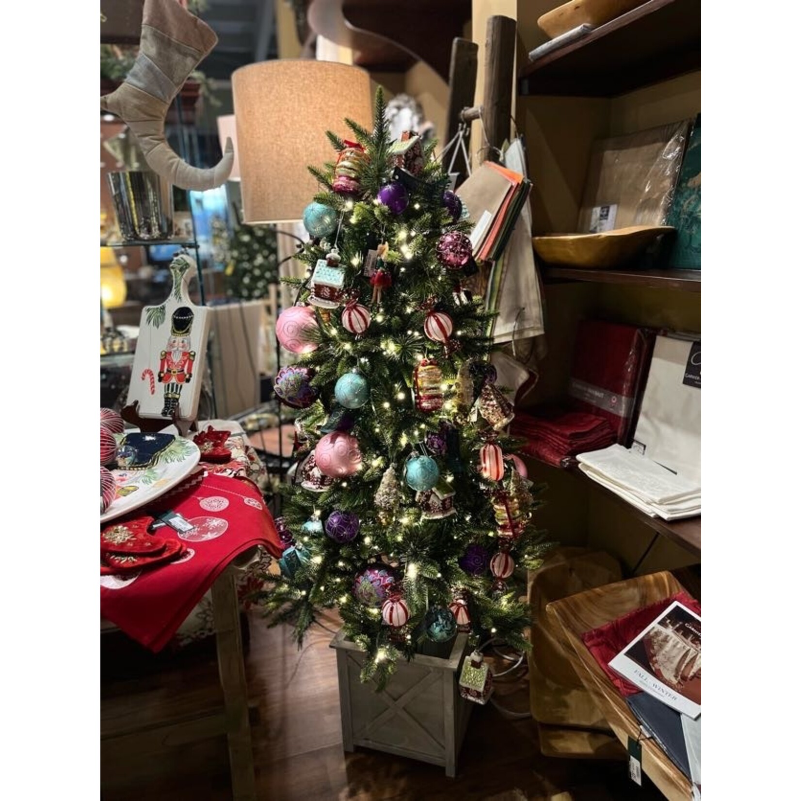 Two's Company Aqua Glittering Glass Ball Ornamet Medium